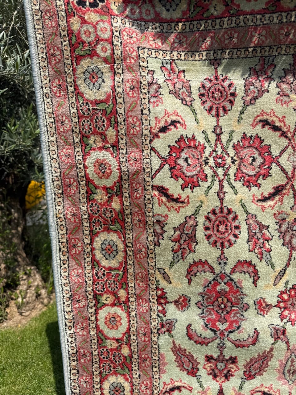 Rug Ghoum, ivory, silk, India - 170550