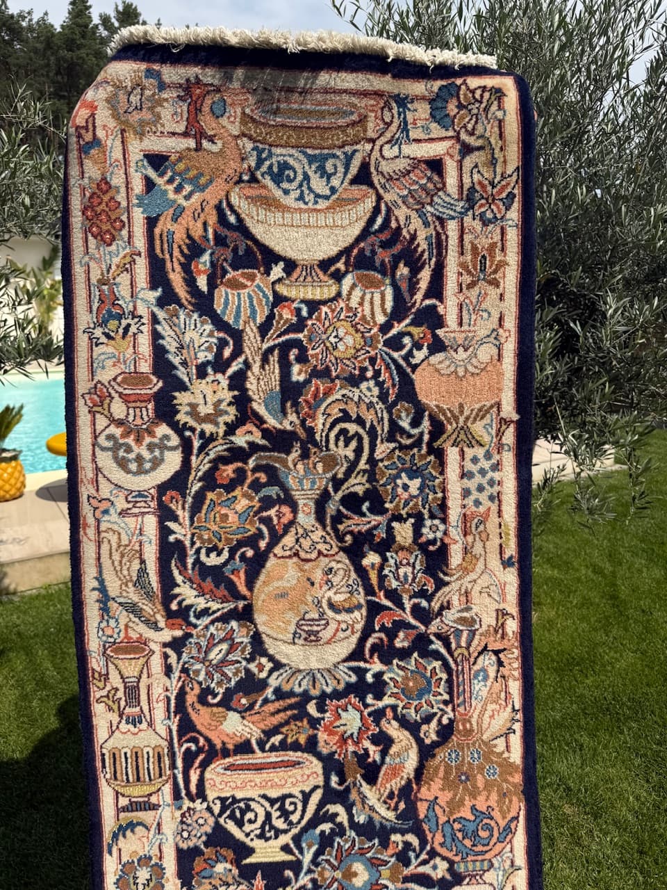 Chodnik Kaszmar, granatowy, wełna, Iran - 170568