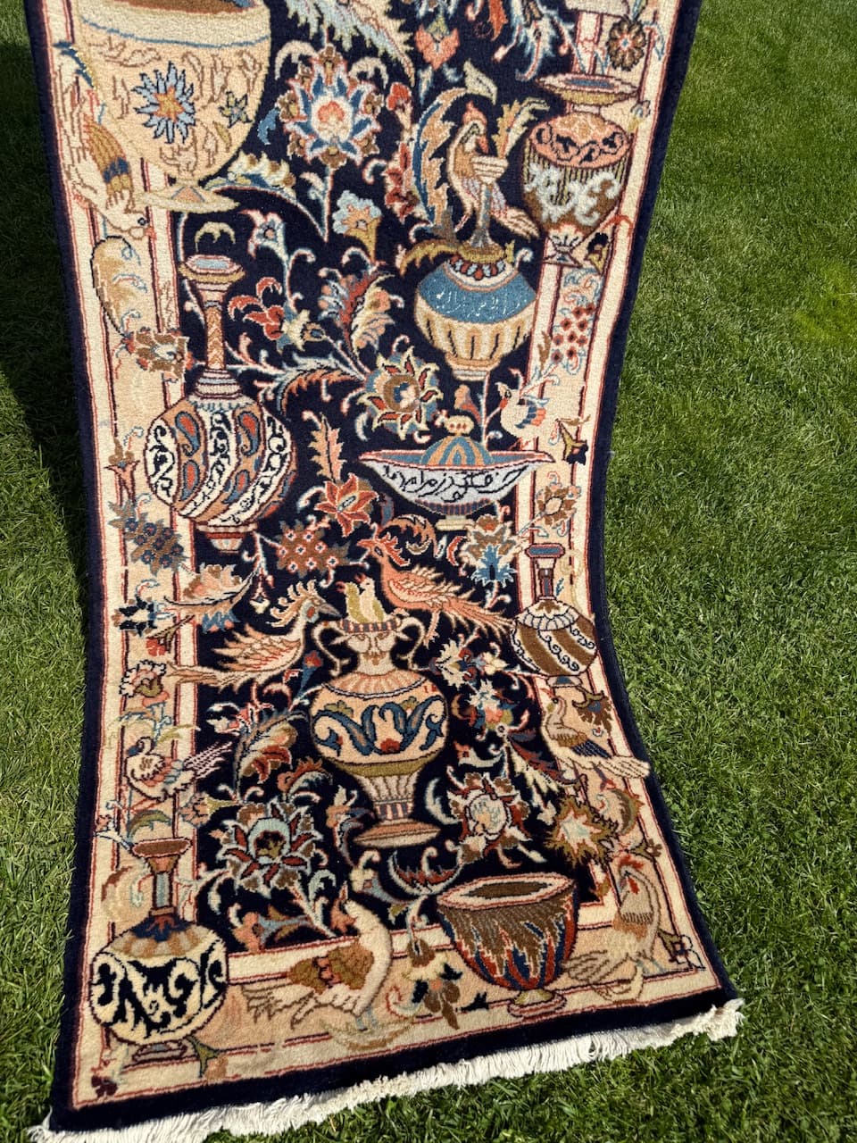 Chodnik Kaszmar, granatowy, wełna, Iran - 170573