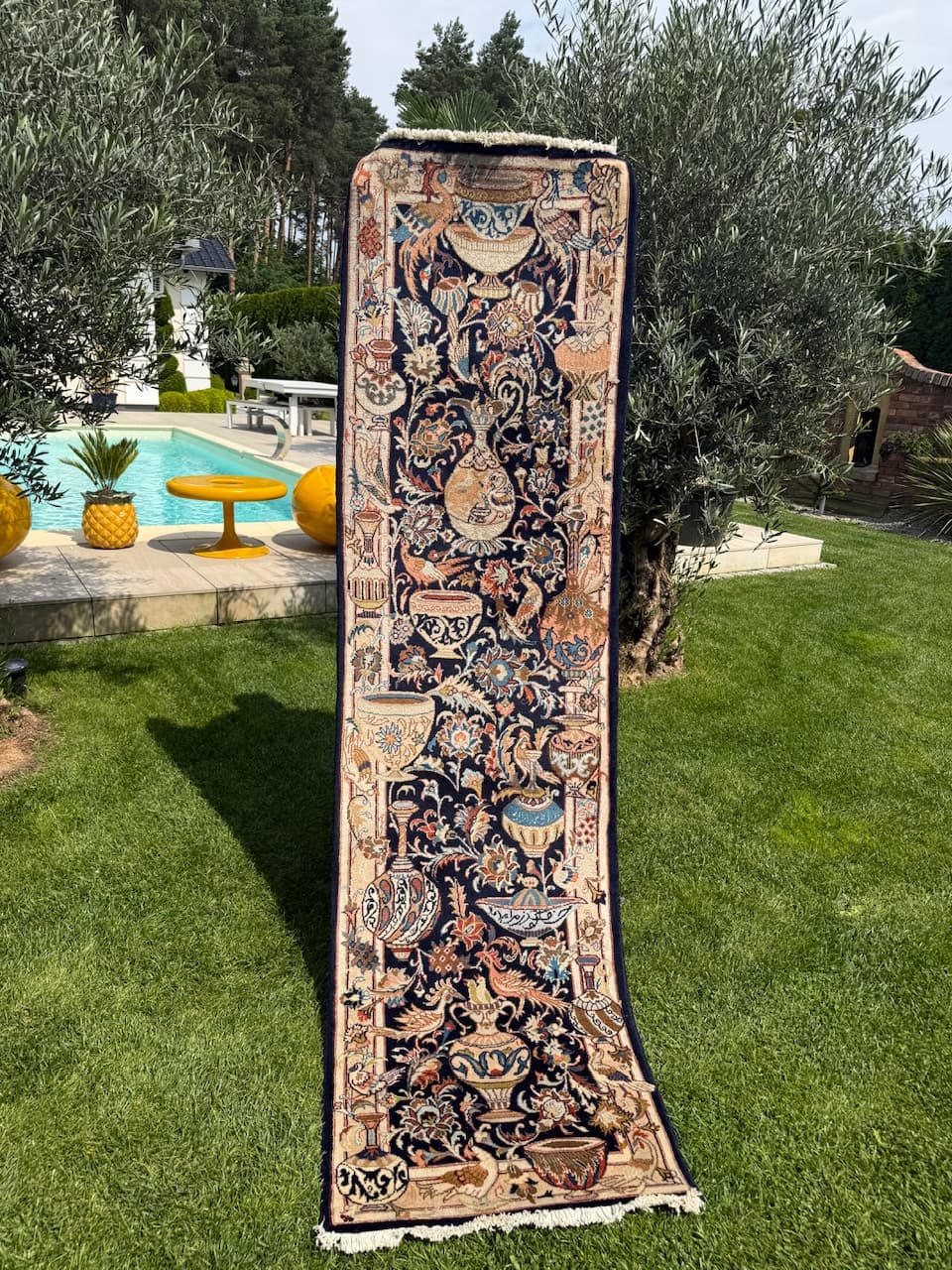 Chodnik Kaszmar, granatowy, wełna, Iran - 170569