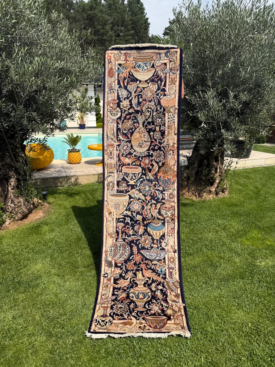 Chodnik Kaszmar, granatowy, wełna, Iran - 170564