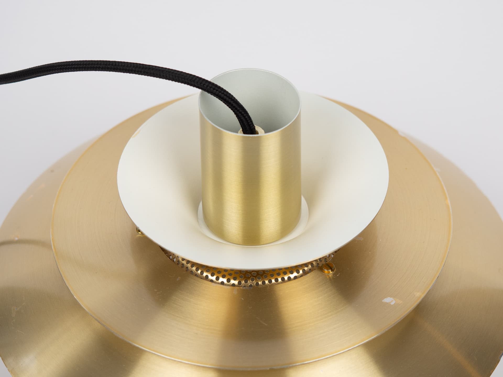 Golden Aluminum Verona Pendant Lamp, by K. Wiborg for Jeka, Denmark, 1980s - 170600