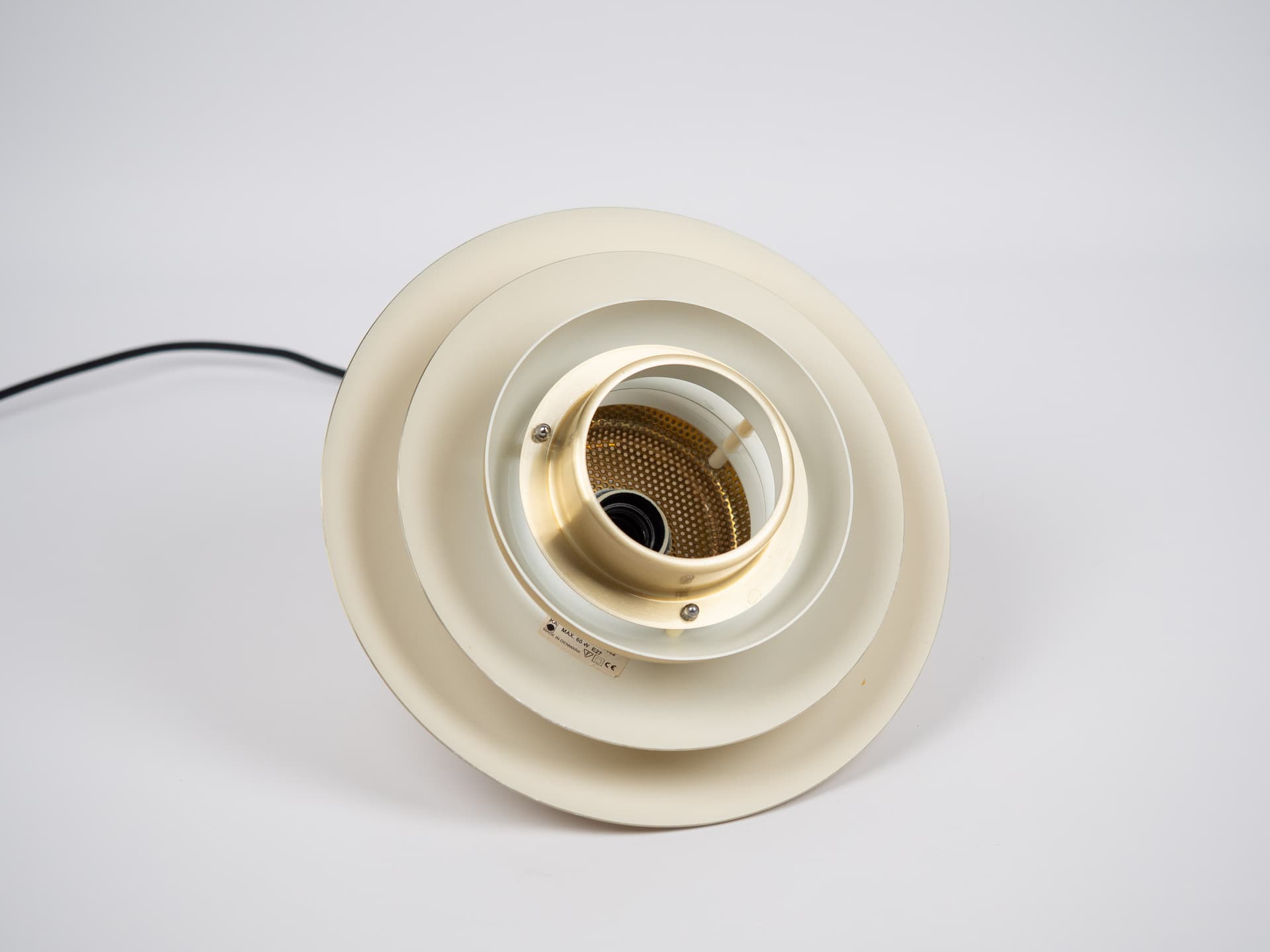 Golden Aluminum Verona Pendant Lamp, by K. Wiborg for Jeka, Denmark, 1980s - 170605