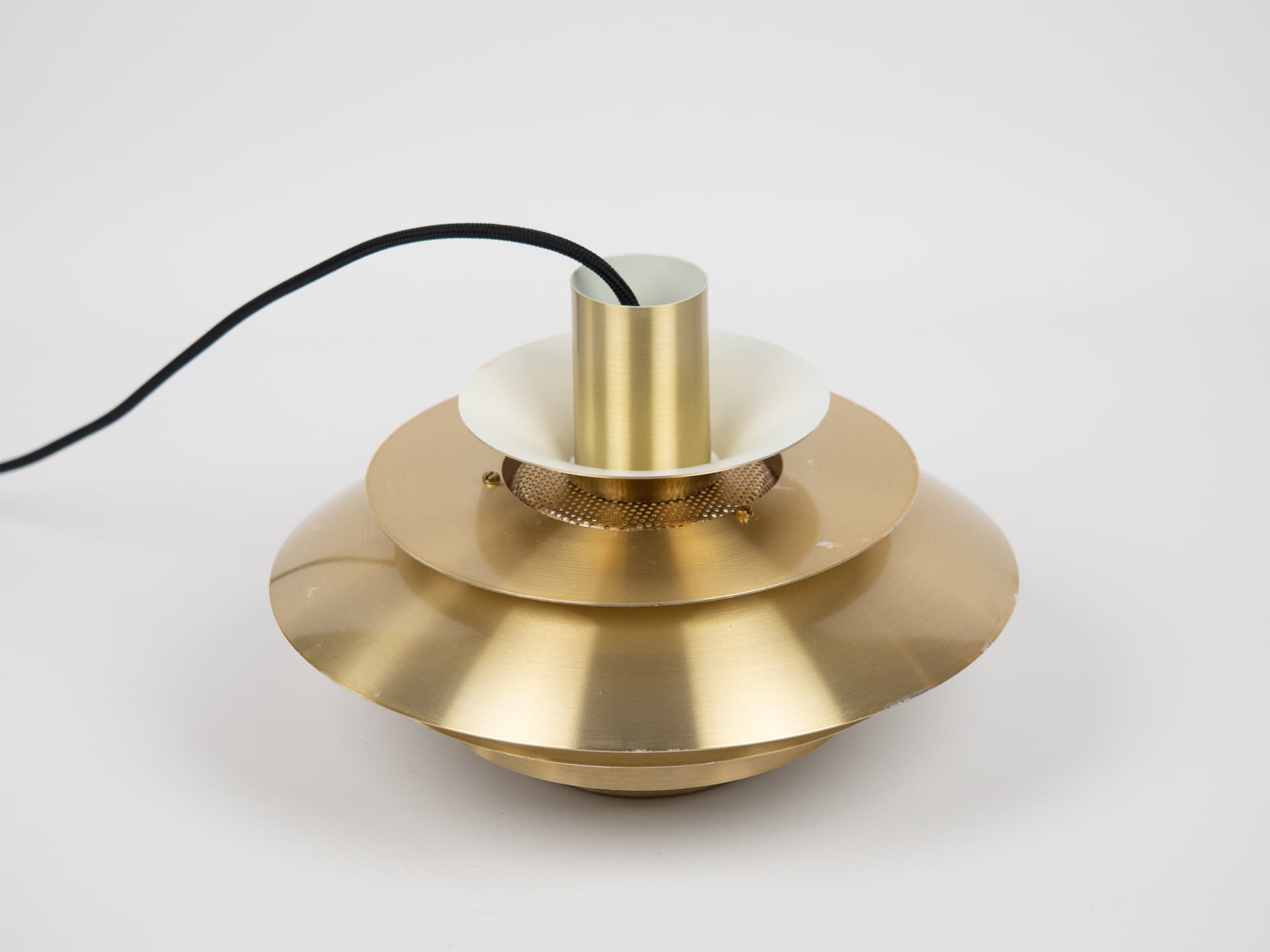 Golden Aluminum Verona Pendant Lamp, by K. Wiborg for Jeka, Denmark, 1980s - 170599