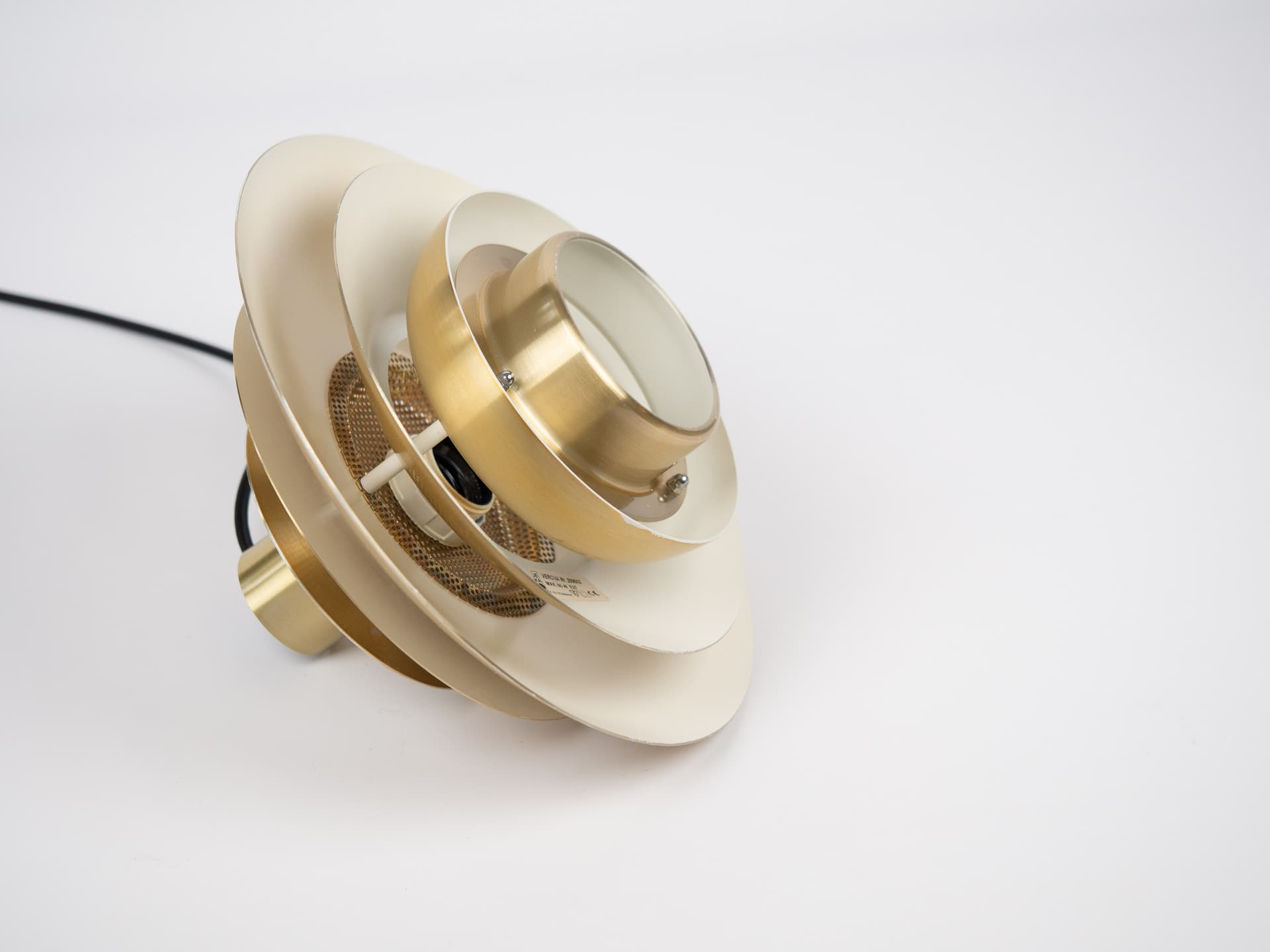 Golden Aluminum Verona Pendant Lamp, by K. Wiborg for Jeka, Denmark, 1980s - 170603