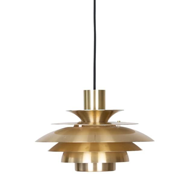 Golden Aluminum Verona Pendant Lamp, by K. Wiborg for Jeka, Denmark, 1980s - DIMENSION