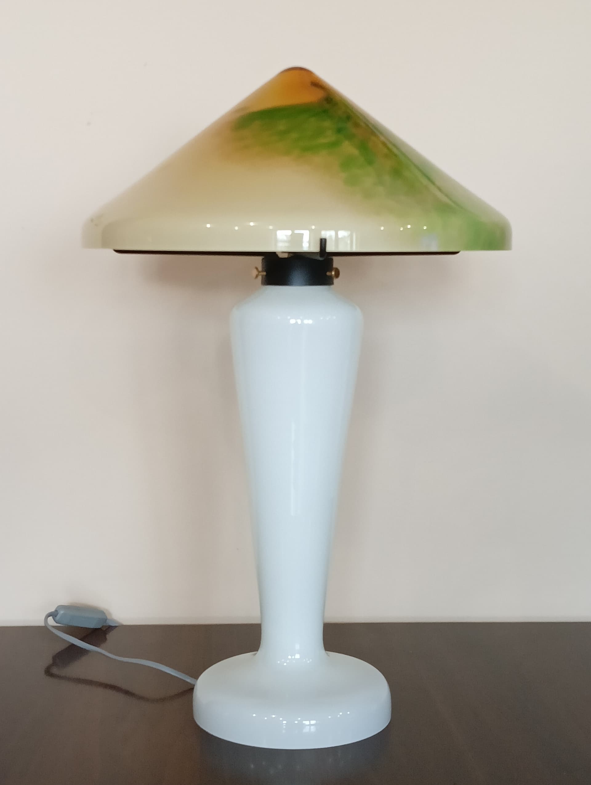 Lampa stołowa, grzybek, multikolor, szkło, Czechosłowacja, lata 70. - 170611