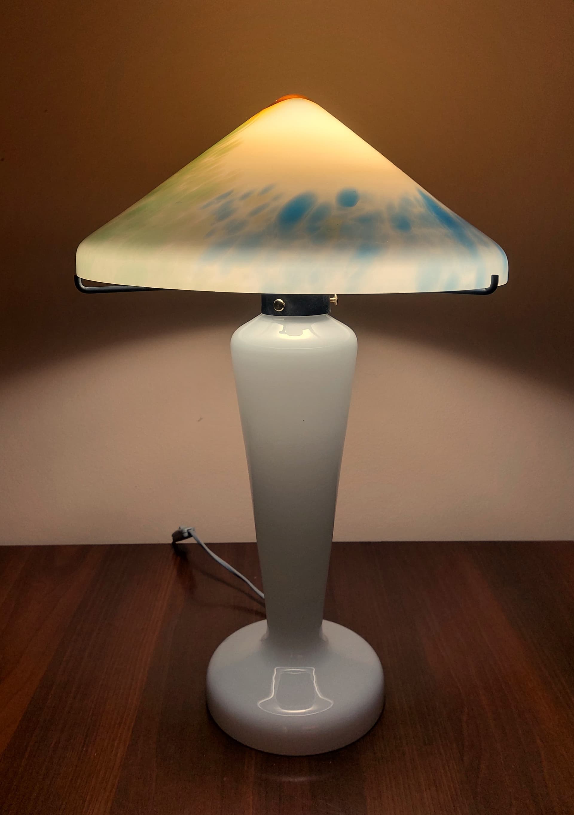 Lampa stołowa, grzybek, multikolor, szkło, Czechosłowacja, lata 70. - 170615