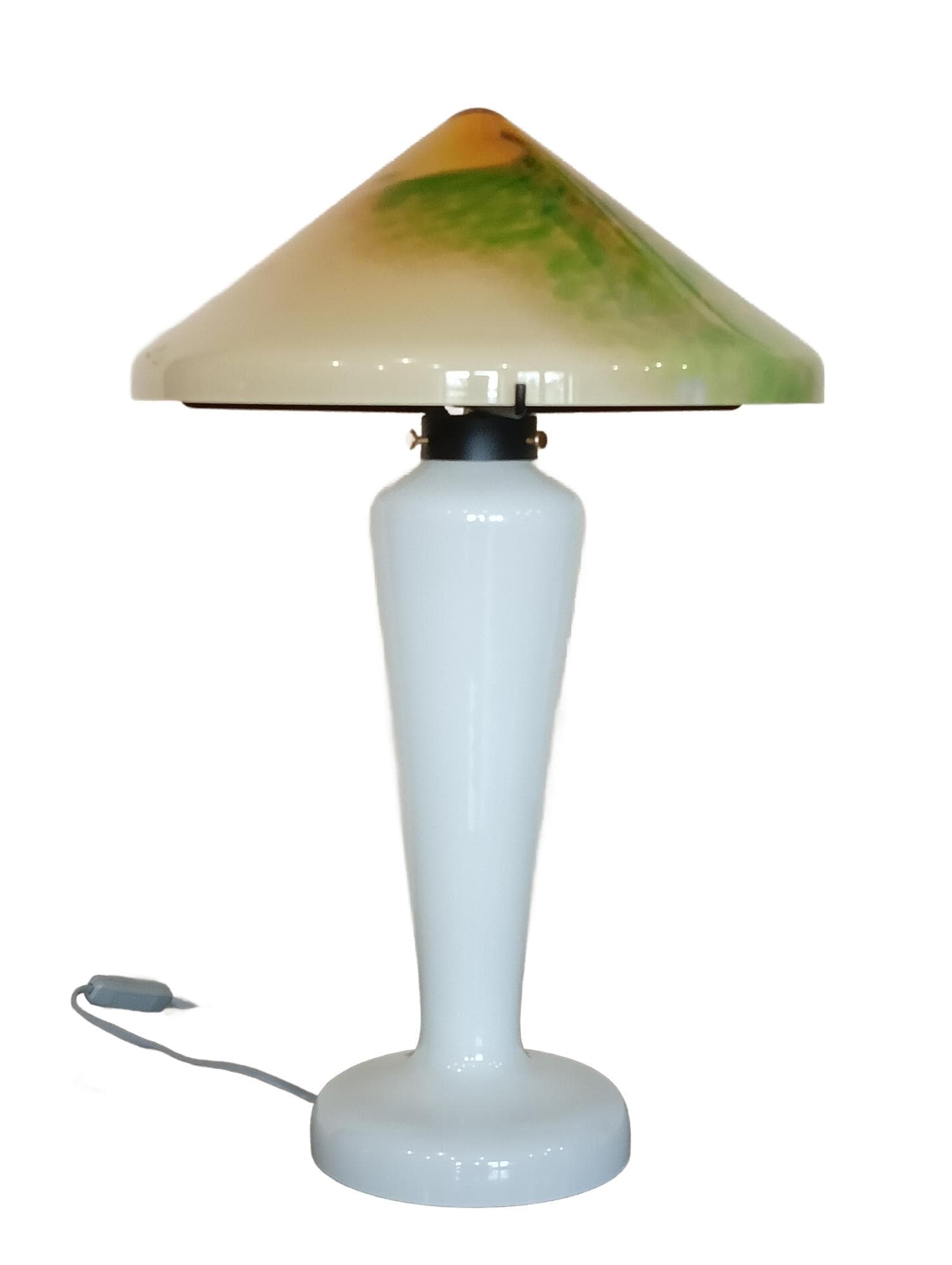 Lampa stołowa, grzybek, multikolor, szkło, Czechosłowacja, lata 70.