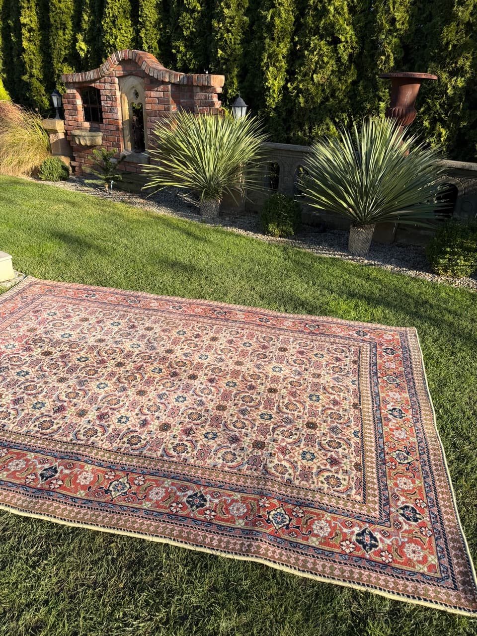 Rug Indo Mir Herati, beige wool, India - 170677