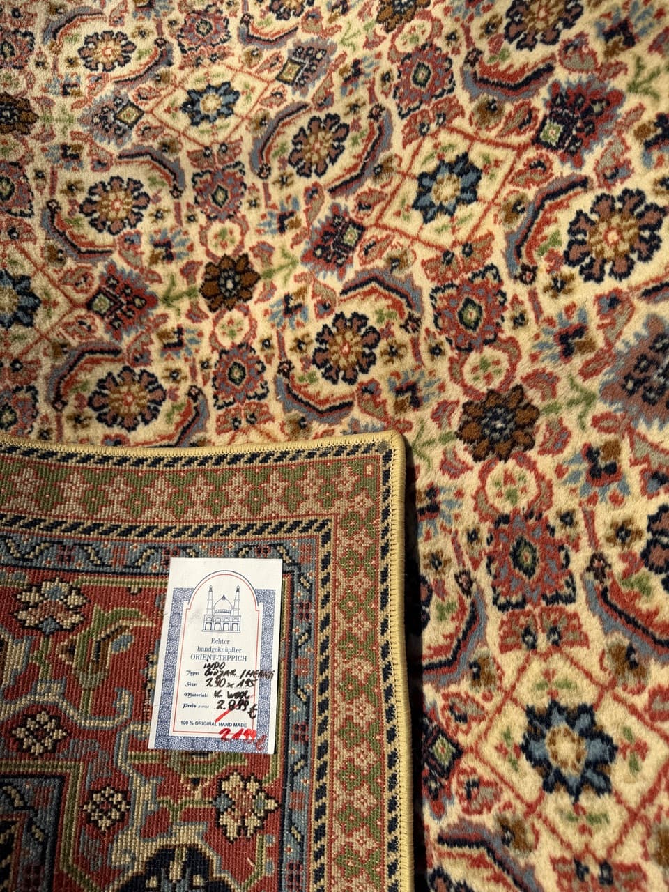 Rug Indo Mir Herati, beige wool, India - 170673