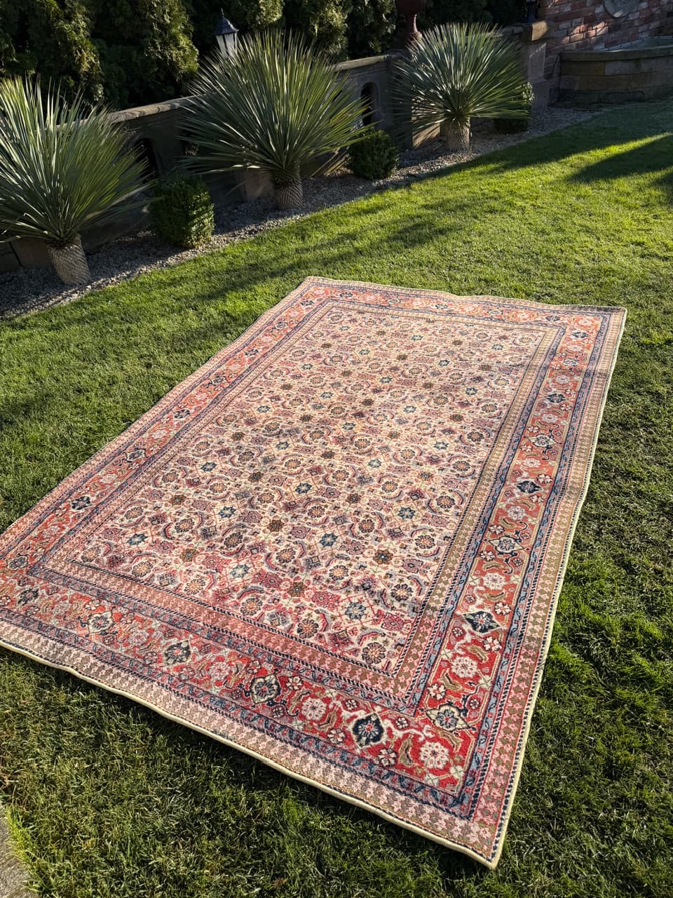 Rug Indo Mir Herati, beige wool, India - 170675