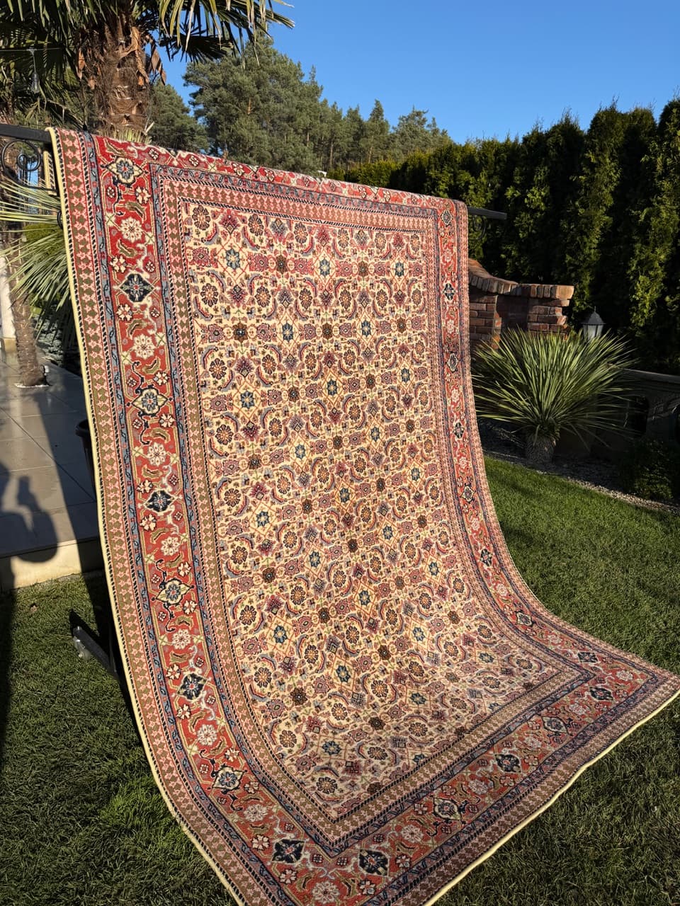 Rug Indo Mir Herati, beige wool, India - 170665