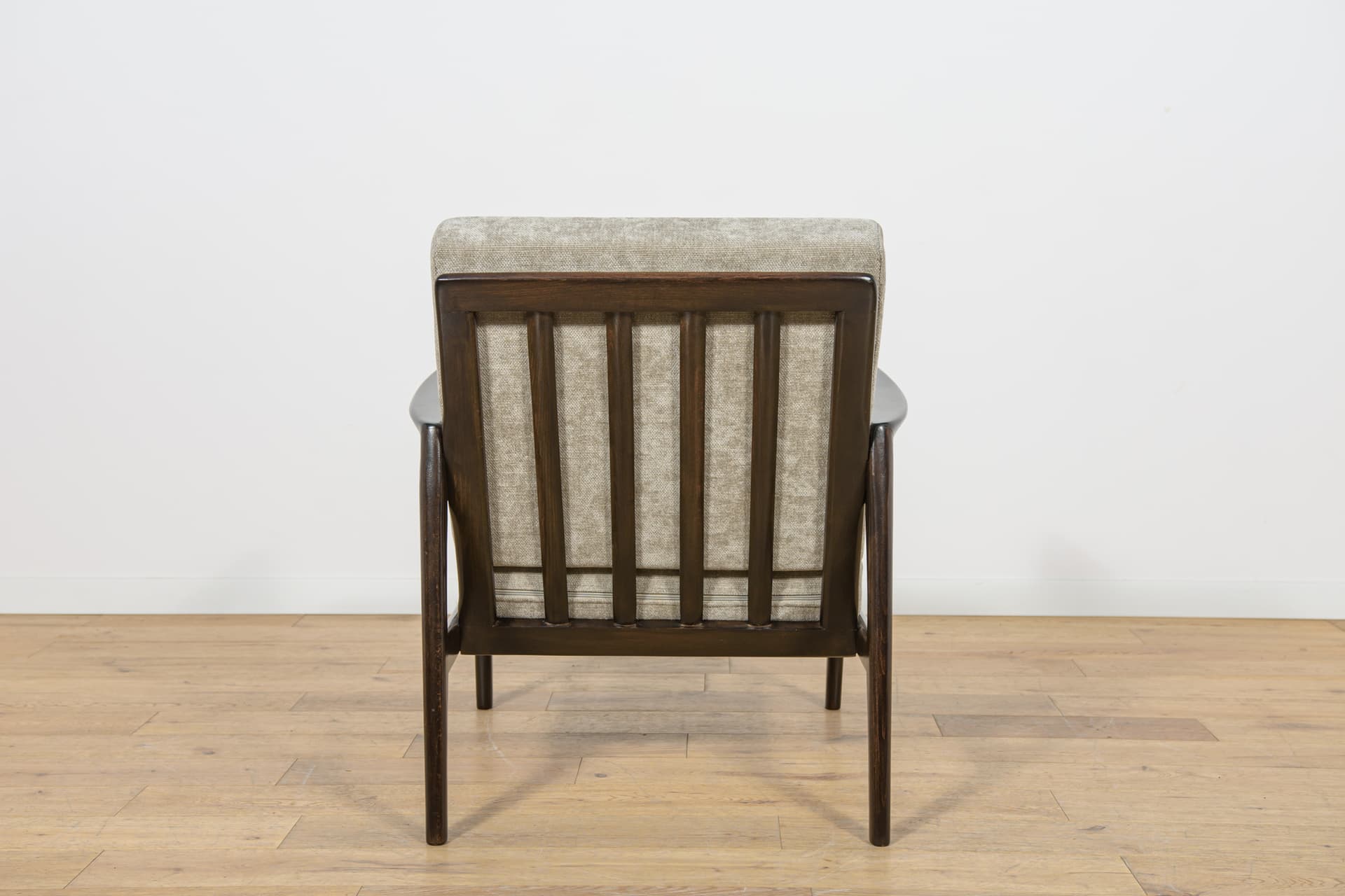 Para foteli 300-139, buk palisander, tkanina szara, Swarzędzka Fabryka Mebli, Polska, lata 60. - 170764