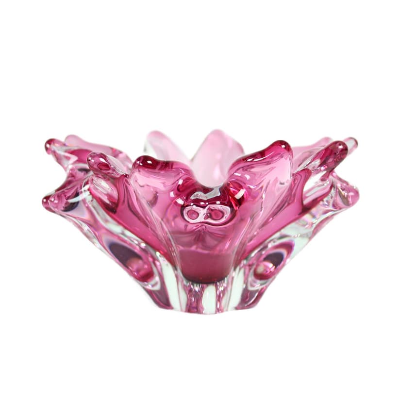 Bowl Water, pink glass, by F. Zemek, Czech Republic, 1960s.