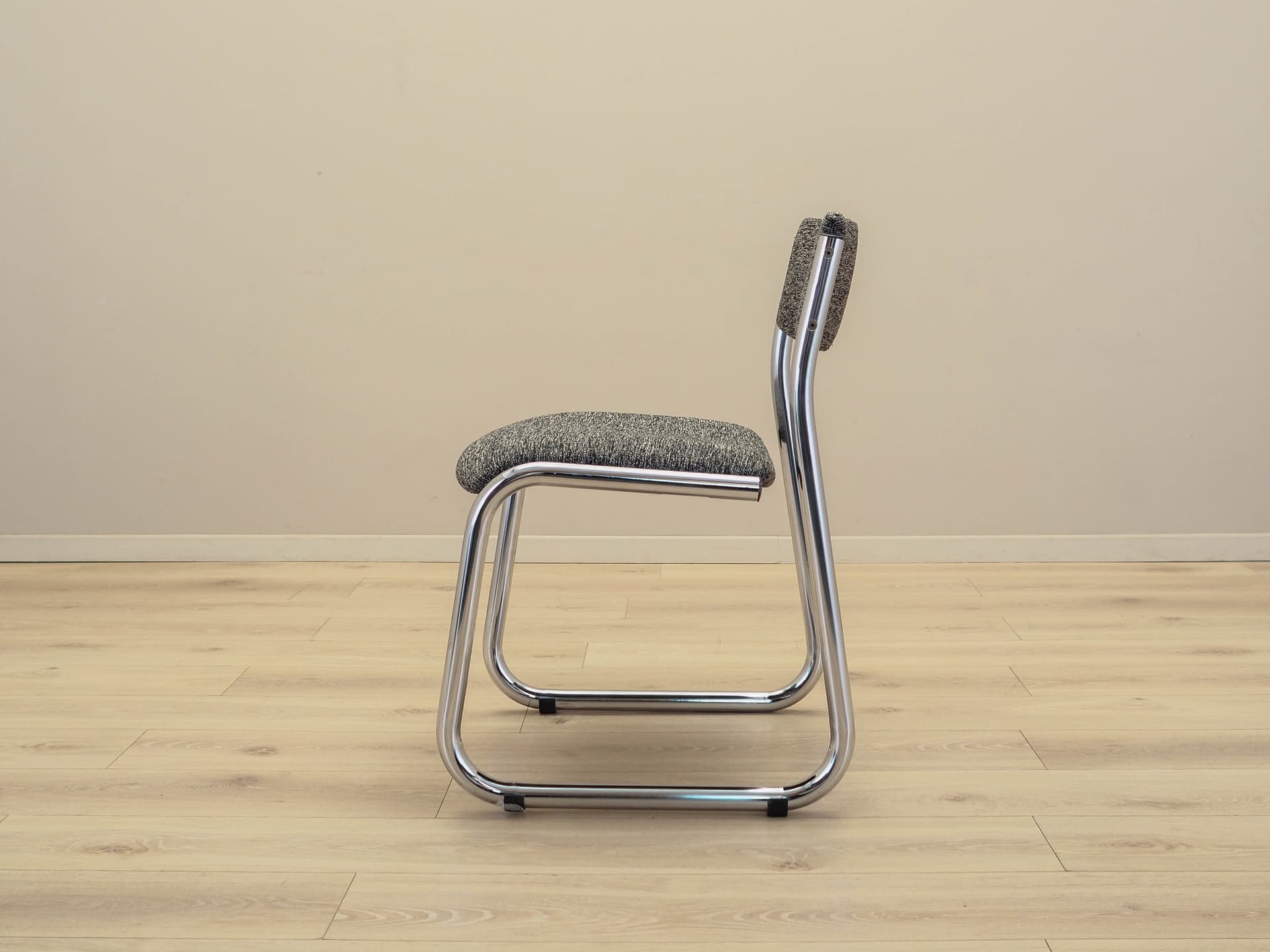 Komplet sześciu krzeseł, szary, metal chromowany, Włochy, lata 80. - 170805