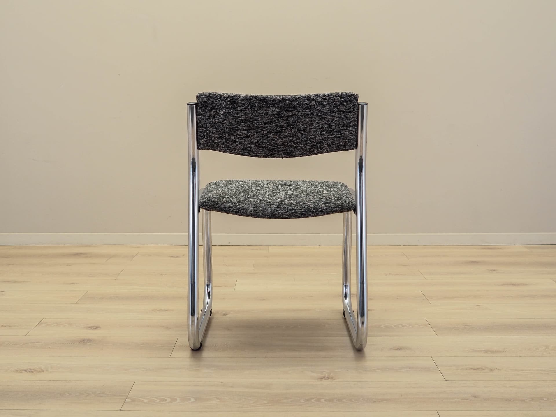 Komplet sześciu krzeseł, szary, metal chromowany, Włochy, lata 80. - 170806