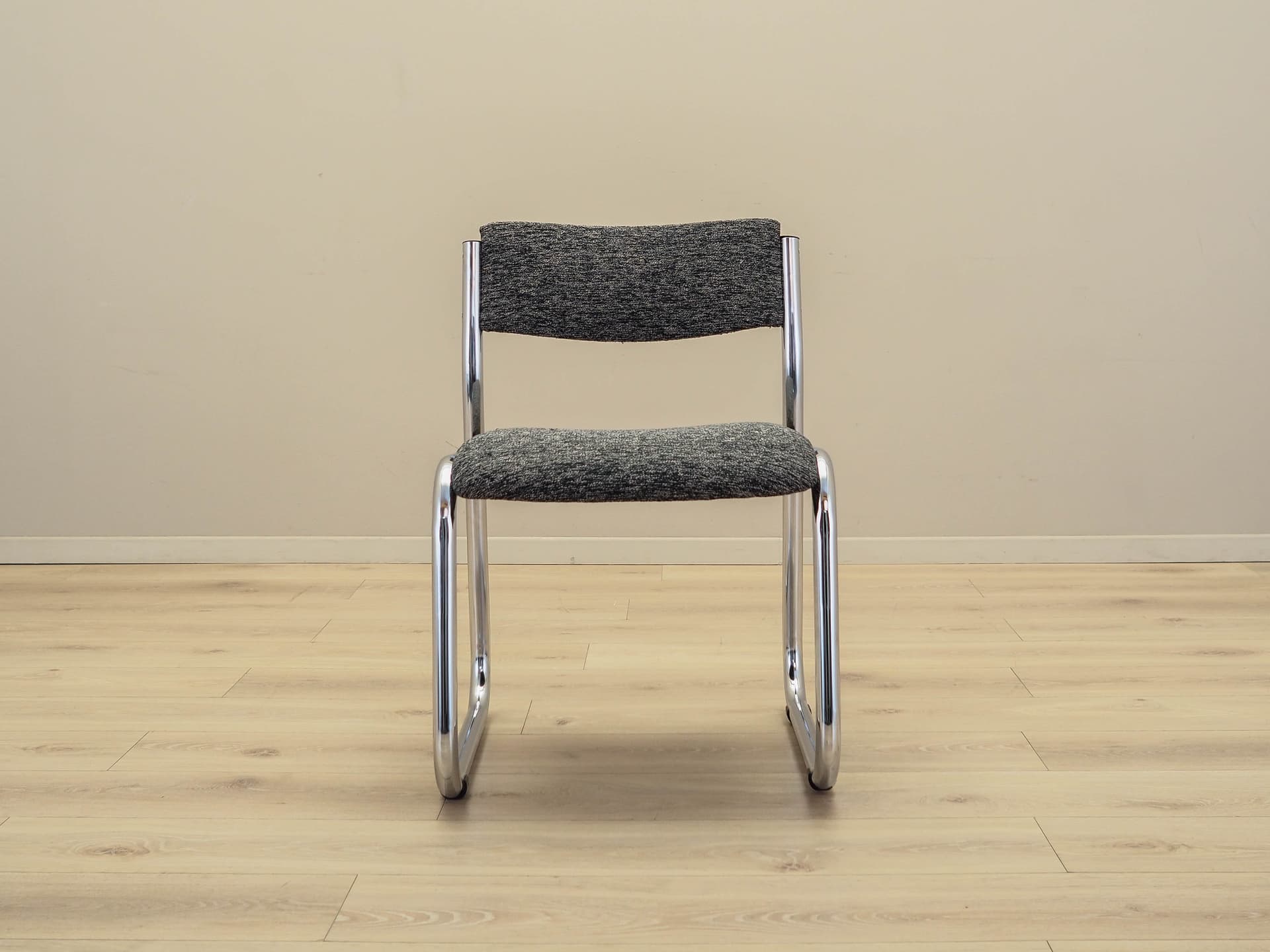 Komplet sześciu krzeseł, szary, metal chromowany, Włochy, lata 80. - 170804