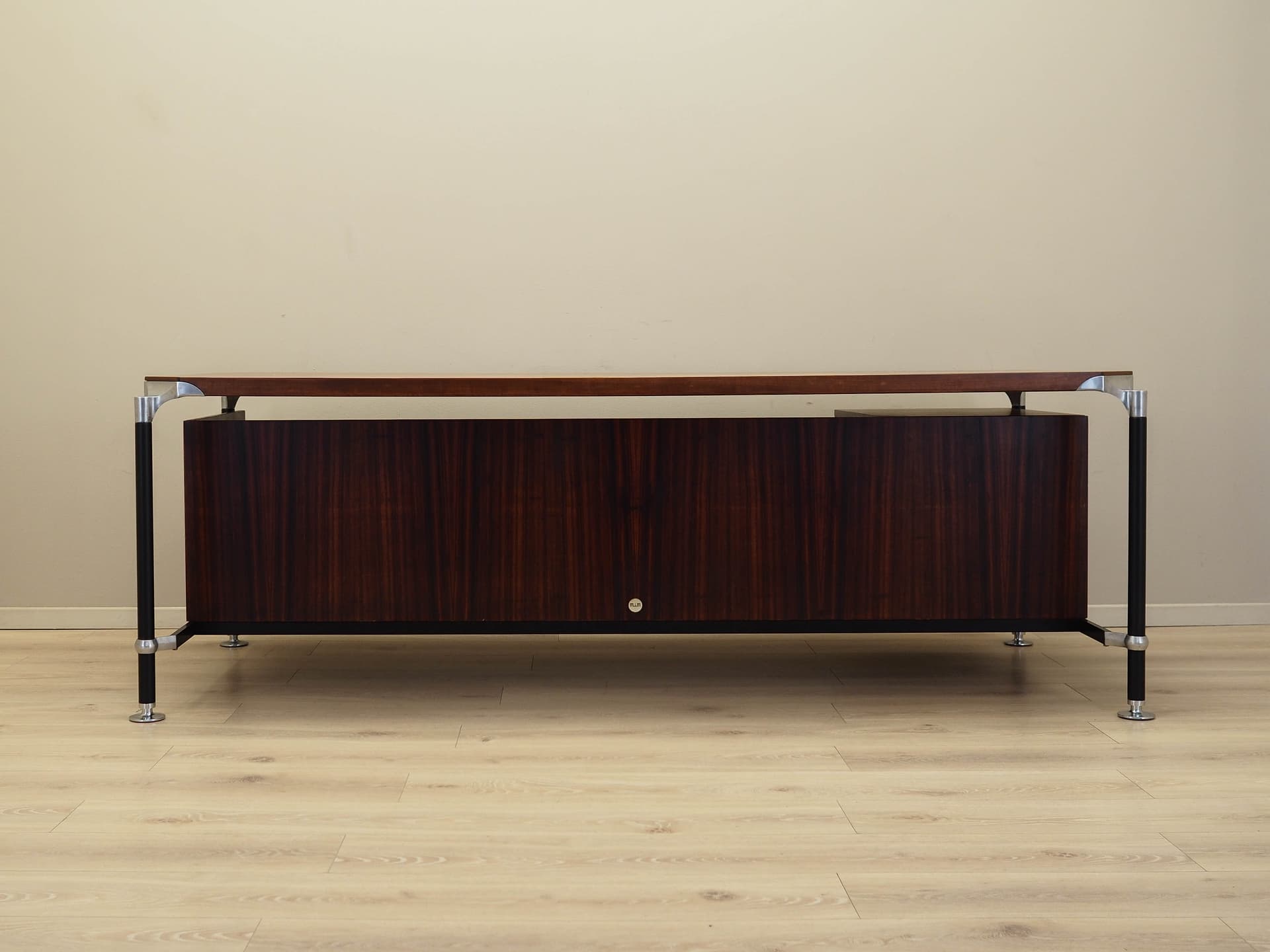 Desk, brown rosewood, black steel, by I. & L. Parisi, MIM Roma, Italy, 1970s. - 170834