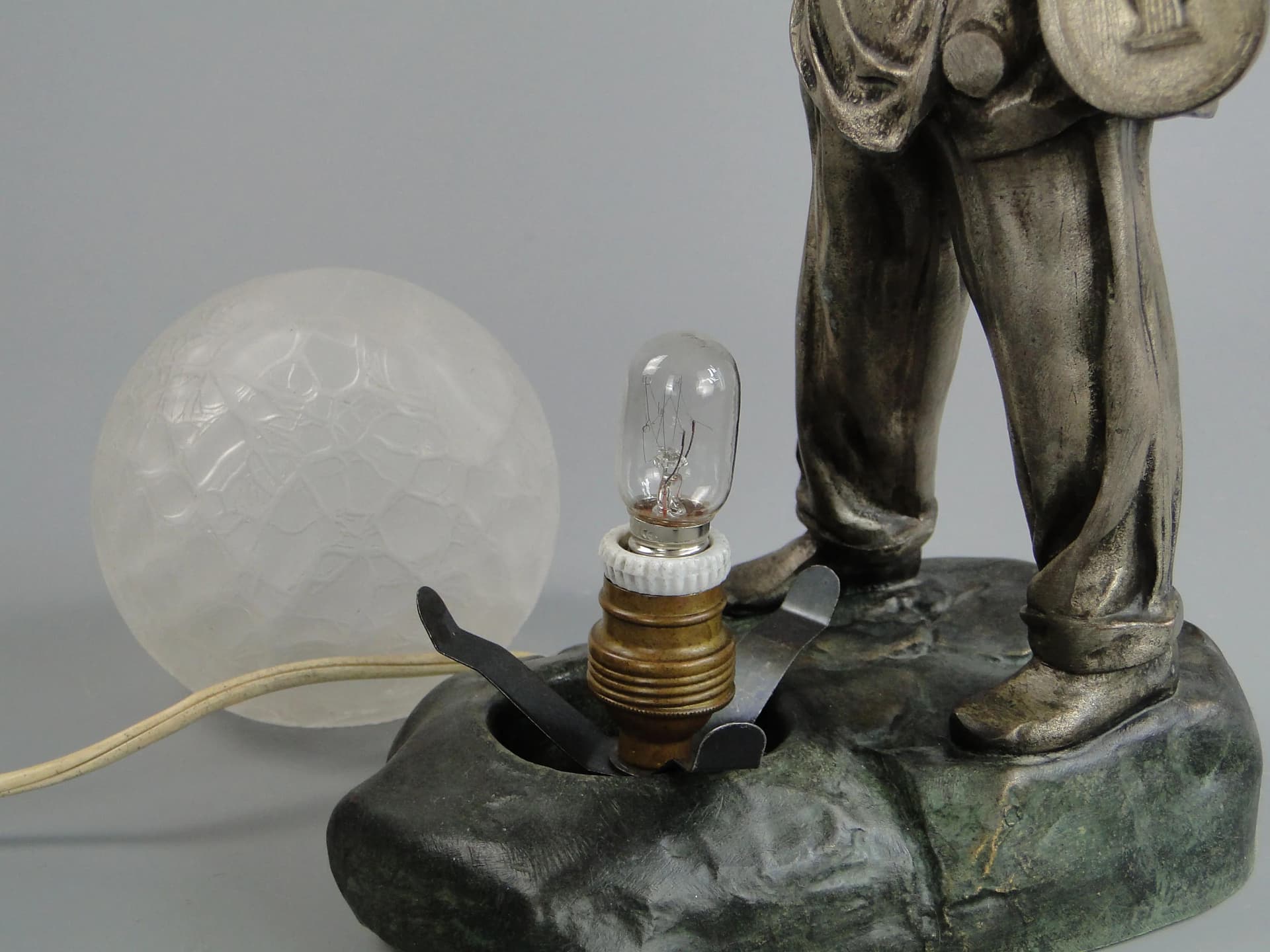 Lamp Pierrot, silver, silver-plated pewter glass, by J. Hurka, France, 1920s. - 11308