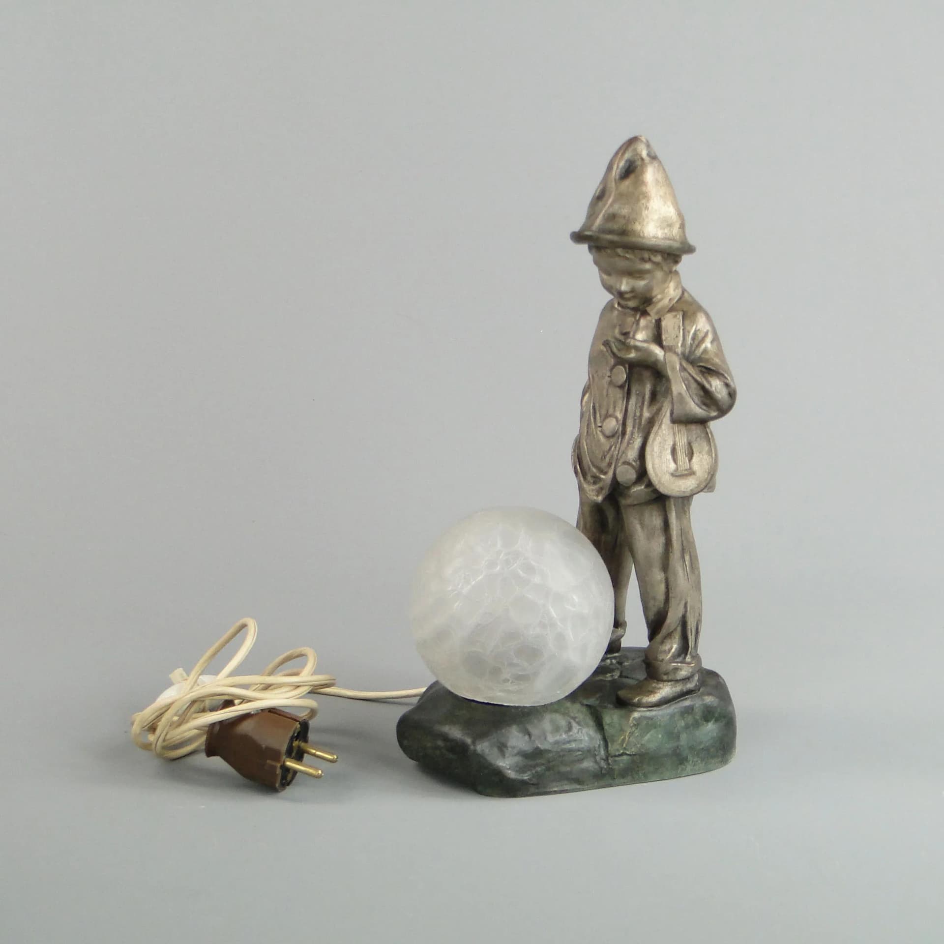 Lamp Pierrot, silver, silver-plated pewter glass, by J. Hurka, France, 1920s. - 11309