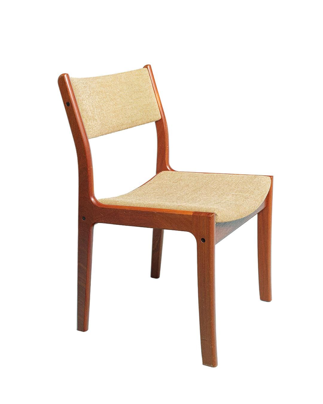 Krzesło, teak brązowy, tkanina beżowa, Dania, lata 80.