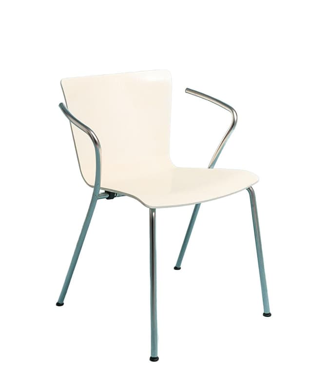 Krzesło, biały sklejka, stal chromowana, proj. V. Magistretti, Fritz Hansen, Dania, lata 90. - WYMIARY