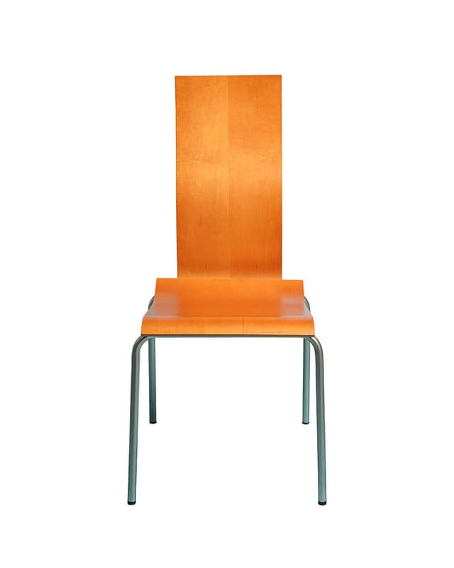 Chair Minimalist, light brown plywood, grey steel, Italy, 1990s. - DIMENSION