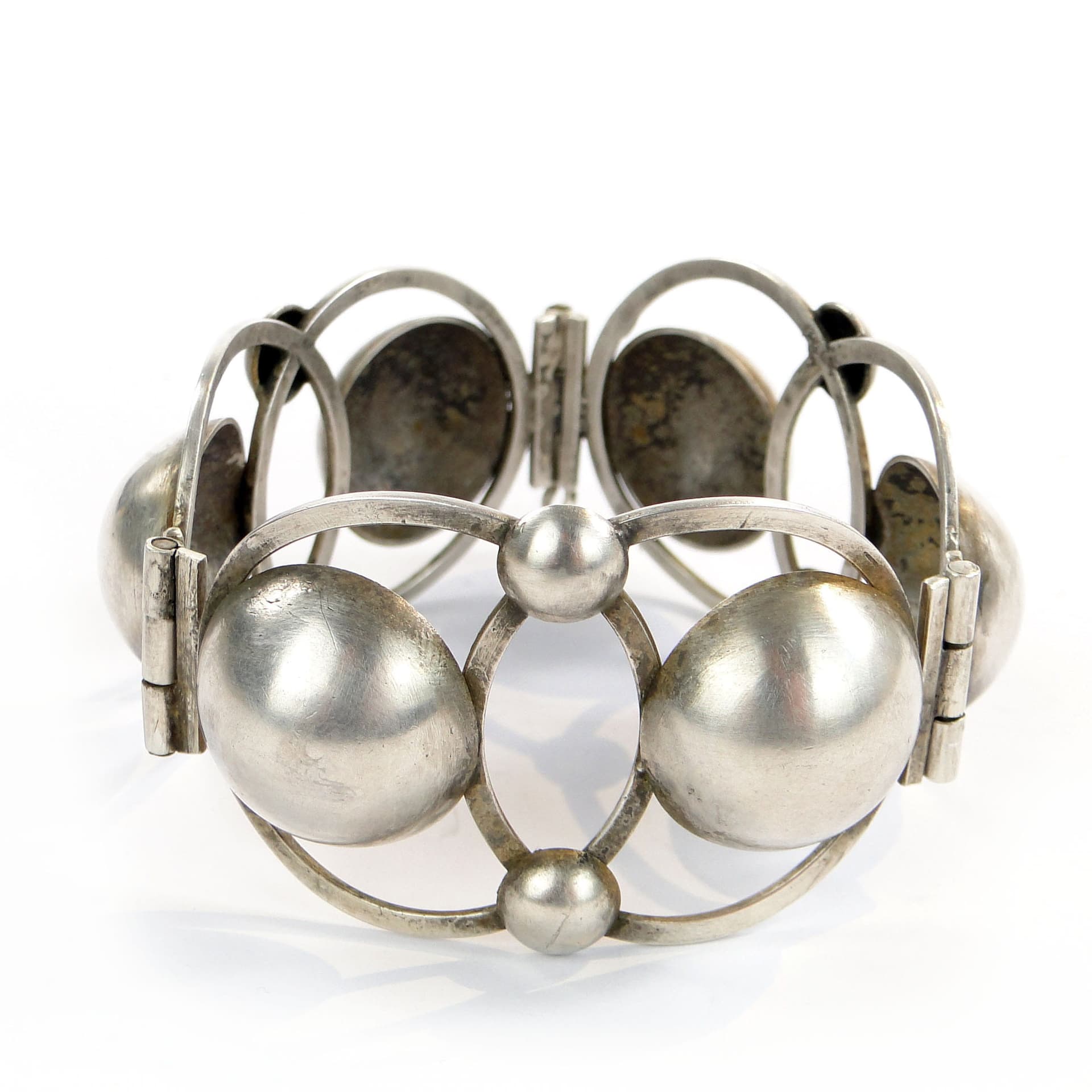 Srebrna, szeroka bransoletka, Orno, Warszawa l 60.