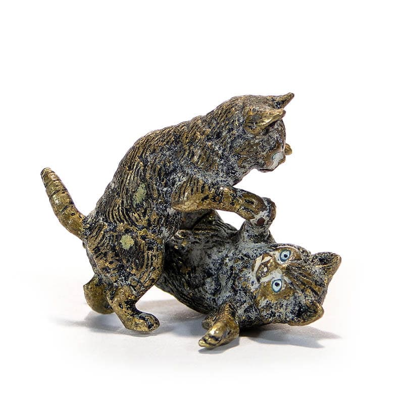 Baraszkujące kotki brąz wiedeński XIX w F. Bergman