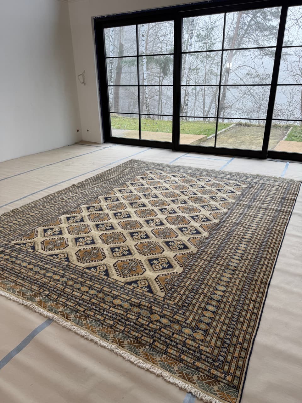 Dywan Buchara, Art déco, beżowy, wełna, Pakistan - 171322