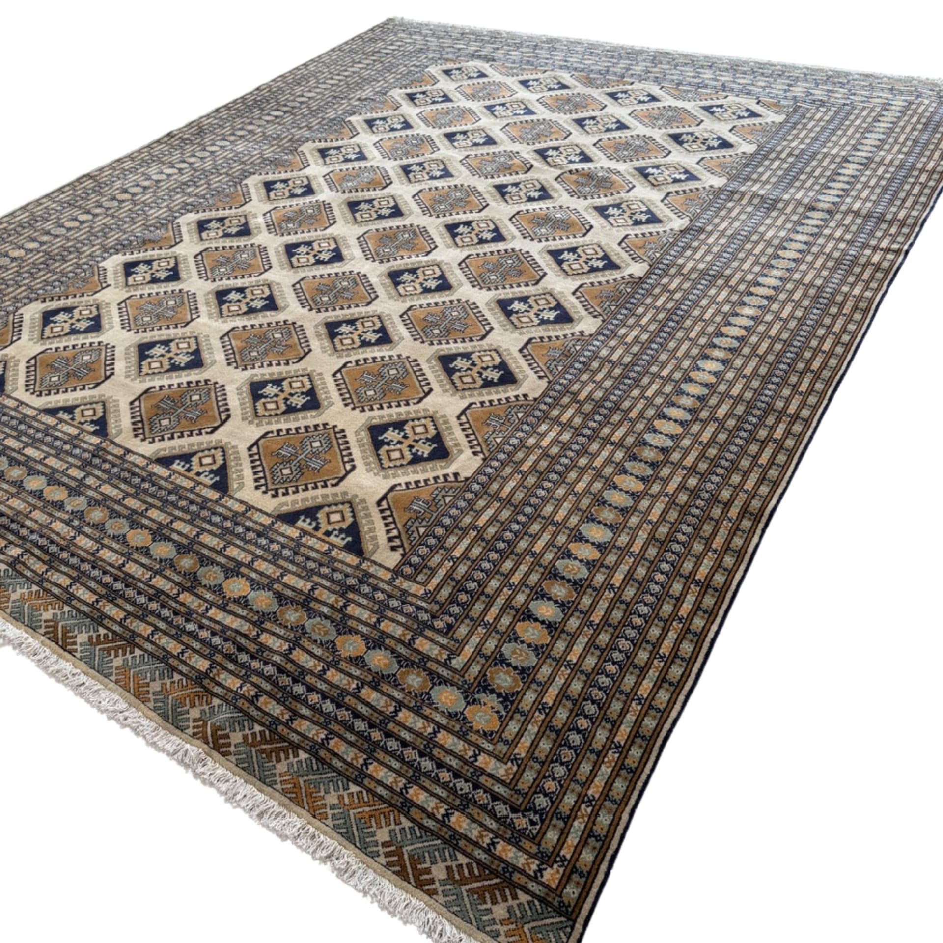 Dywan Buchara, Art déco, beżowy, wełna, Pakistan