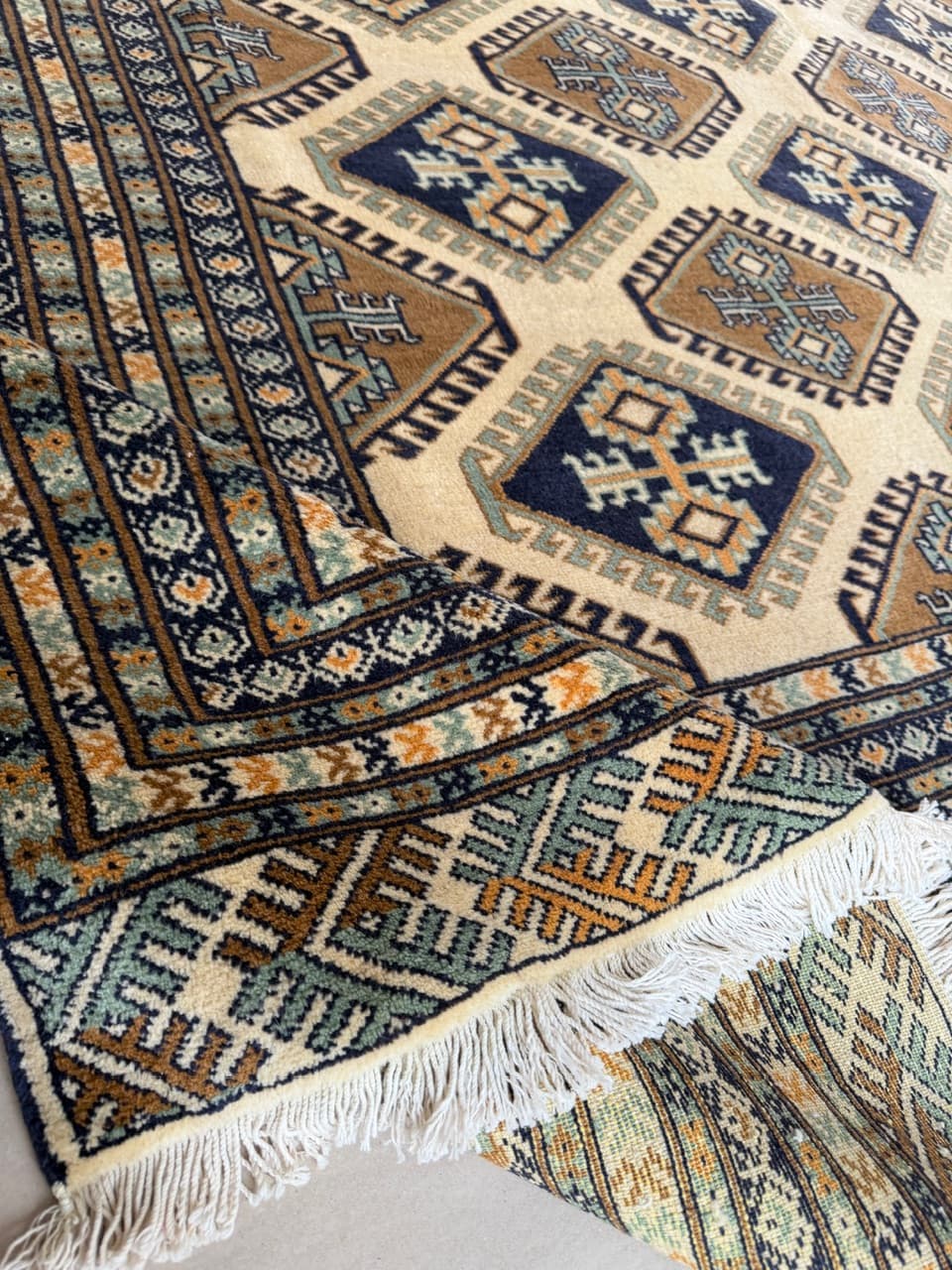 Dywan Buchara, Art déco, beżowy, wełna, Pakistan - 171319