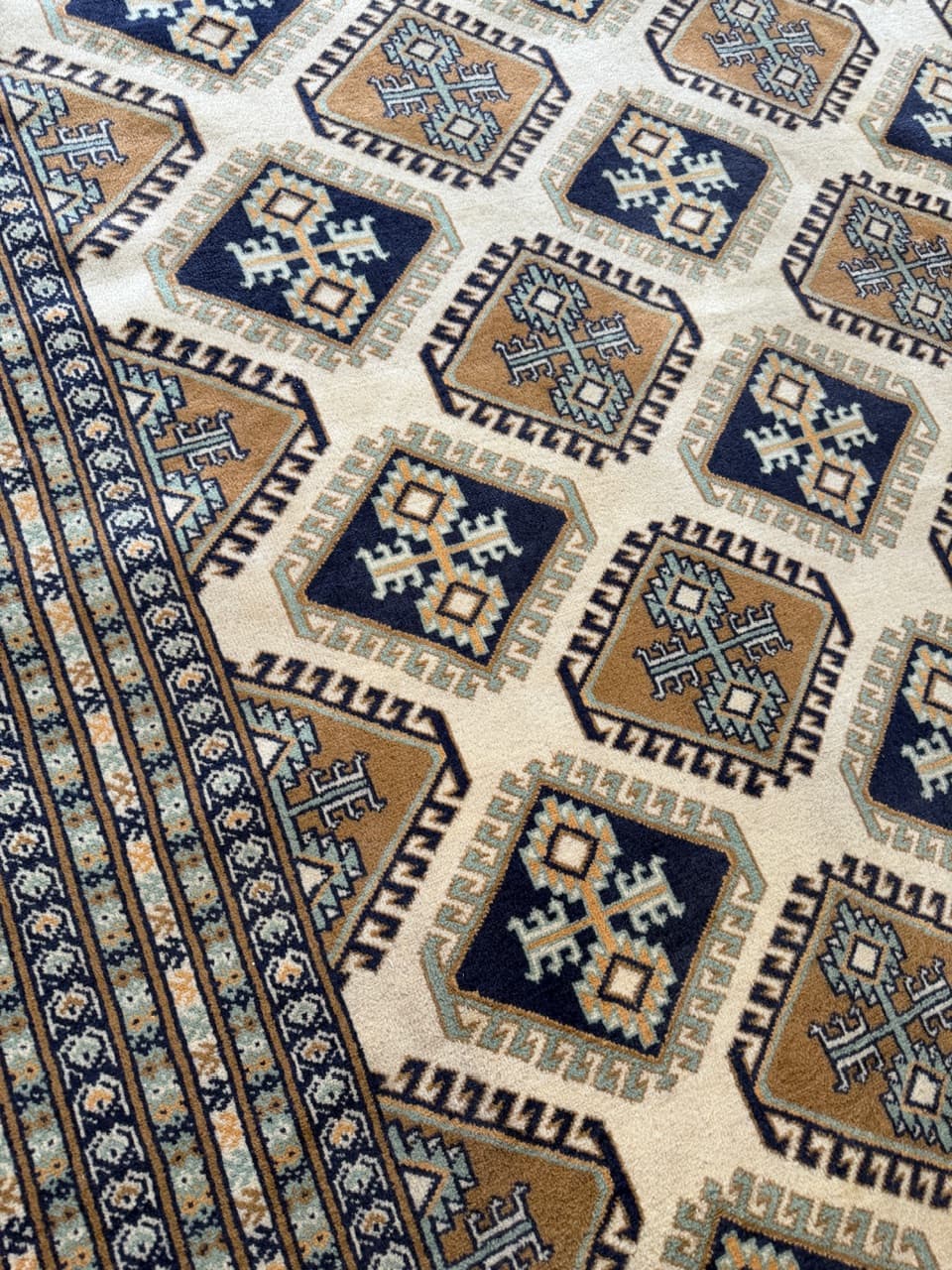 Dywan Buchara, Art déco, beżowy, wełna, Pakistan - 171326