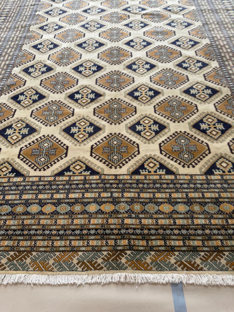 Dywan Buchara, Art déco, beżowy, wełna, Pakistan - 171315