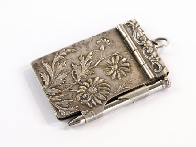 Art Nouveau Dance Card, silver brass, Europe, turn of the 19th and 20th centuries - DIMENSION