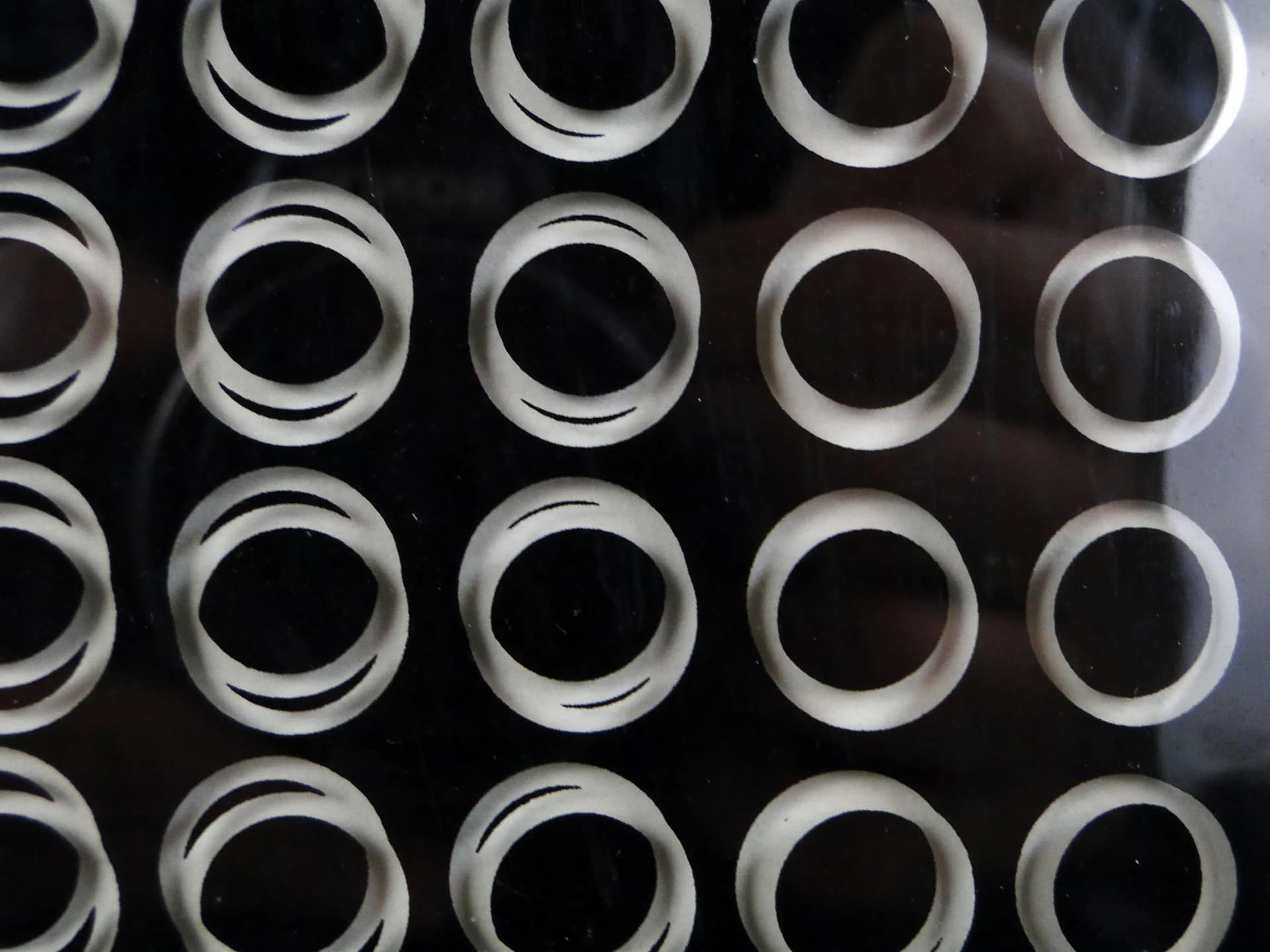 Op art print, grey, glass, by V. Vasarely, France, 1970s. - 11412