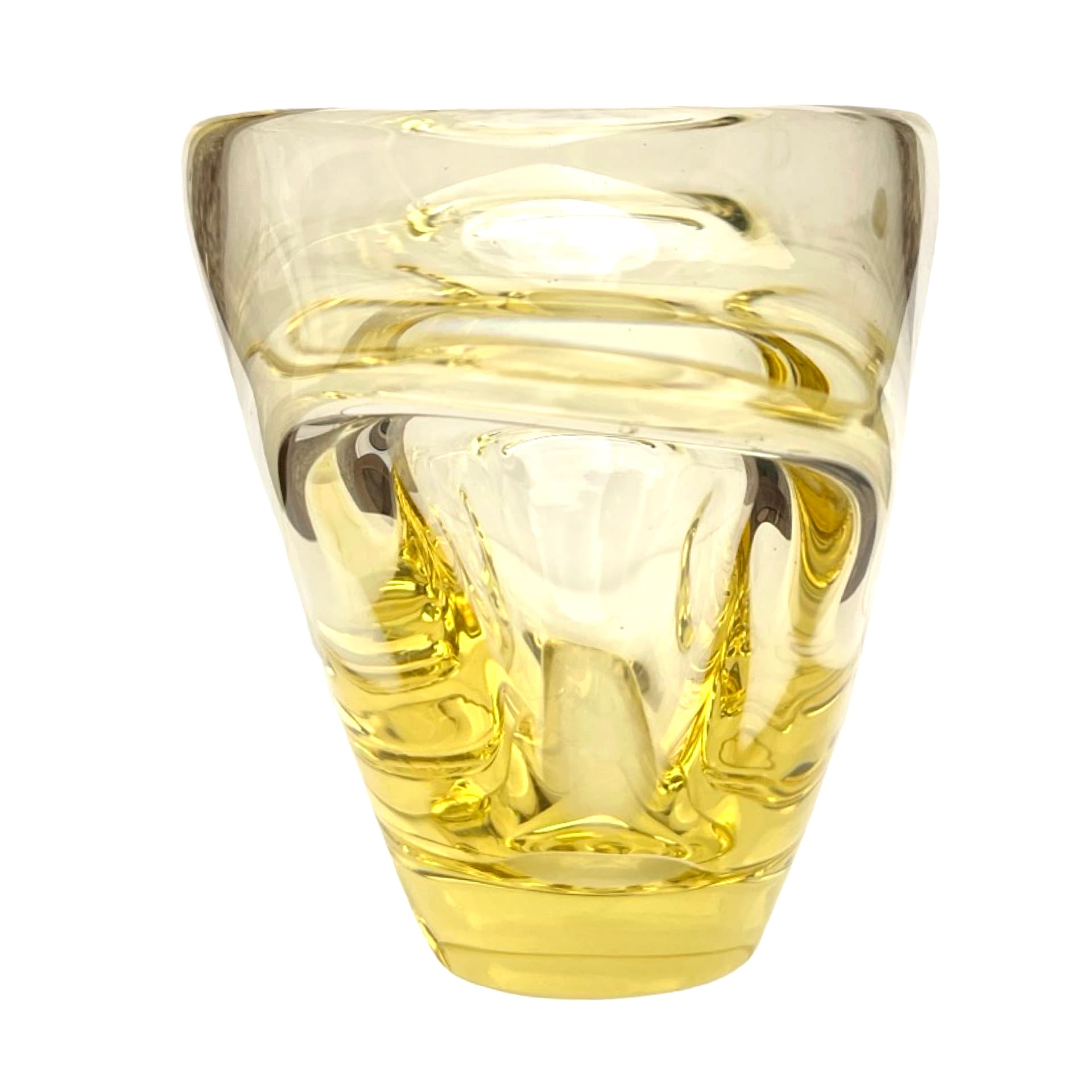 Vase, yellow glass, by M. Klinger, Železný Brod Sklo, Czechoslovakia, 1960s. - 172035