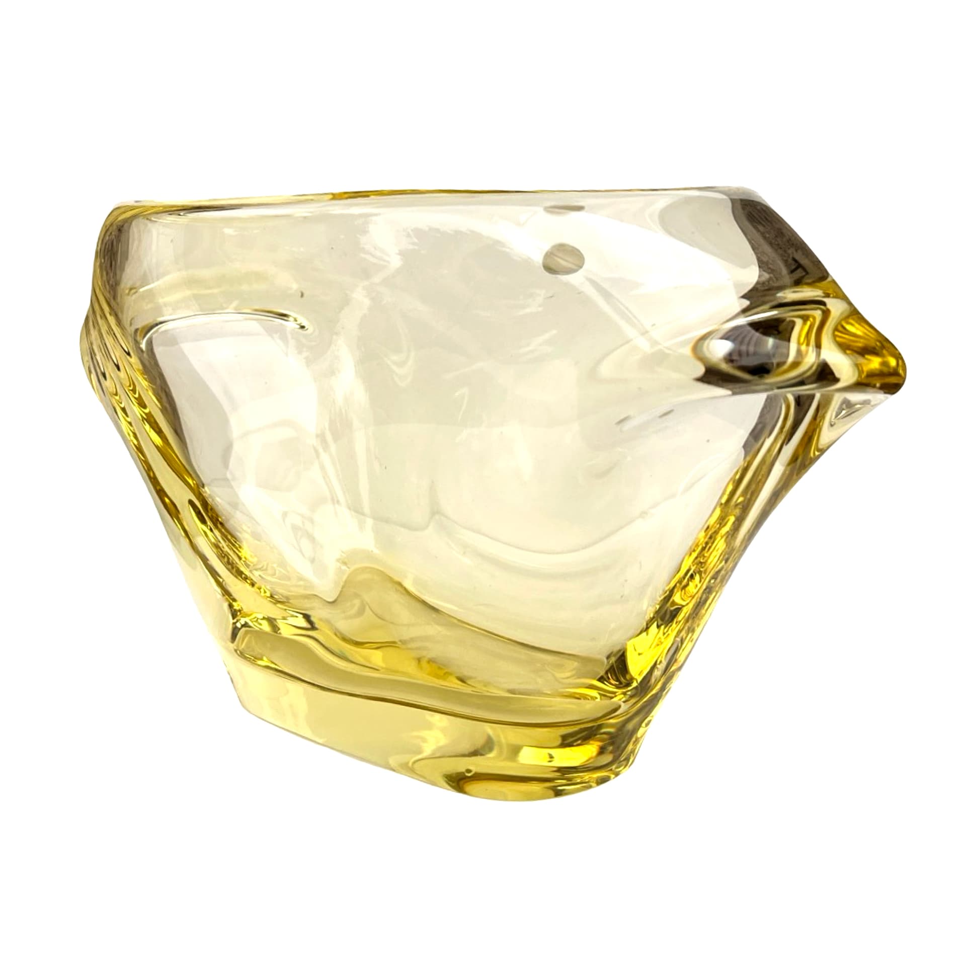 Vase, yellow glass, by M. Klinger, Železný Brod Sklo, Czechoslovakia, 1960s. - 172034