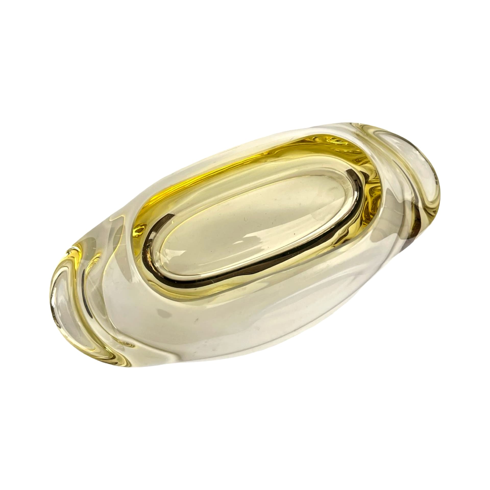 Vase, yellow glass, by M. Klinger, Železný Brod Sklo, Czechoslovakia, 1960s. - 172038