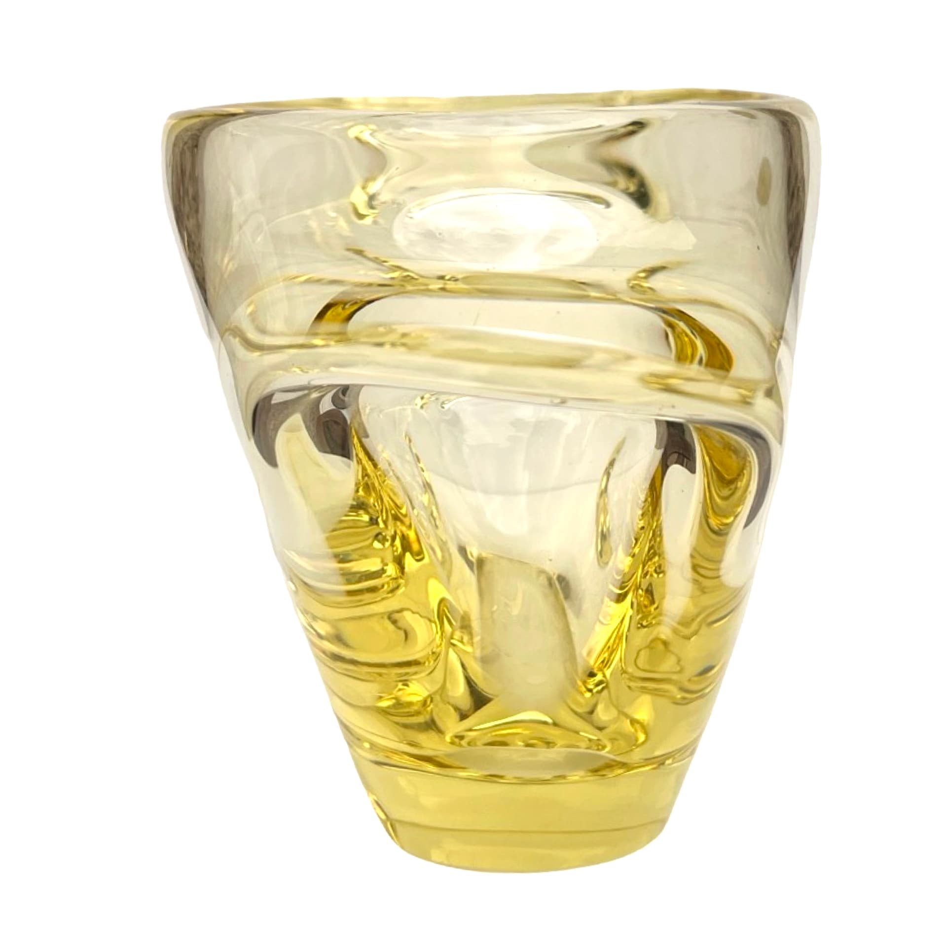 Vase, yellow glass, by M. Klinger, Železný Brod Sklo, Czechoslovakia, 1960s. - 172036