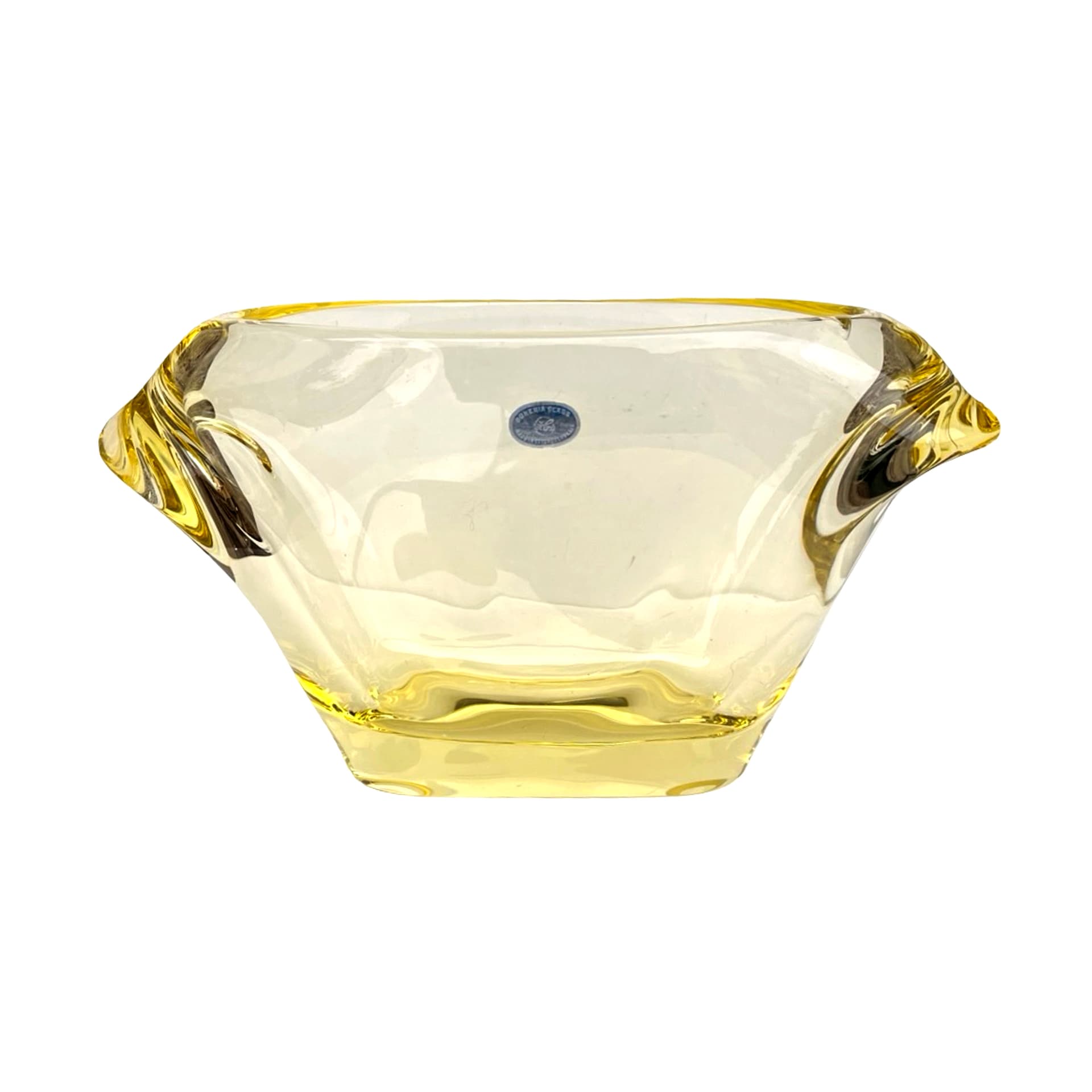 Vase, yellow glass, by M. Klinger, Železný Brod Sklo, Czechoslovakia, 1960s.