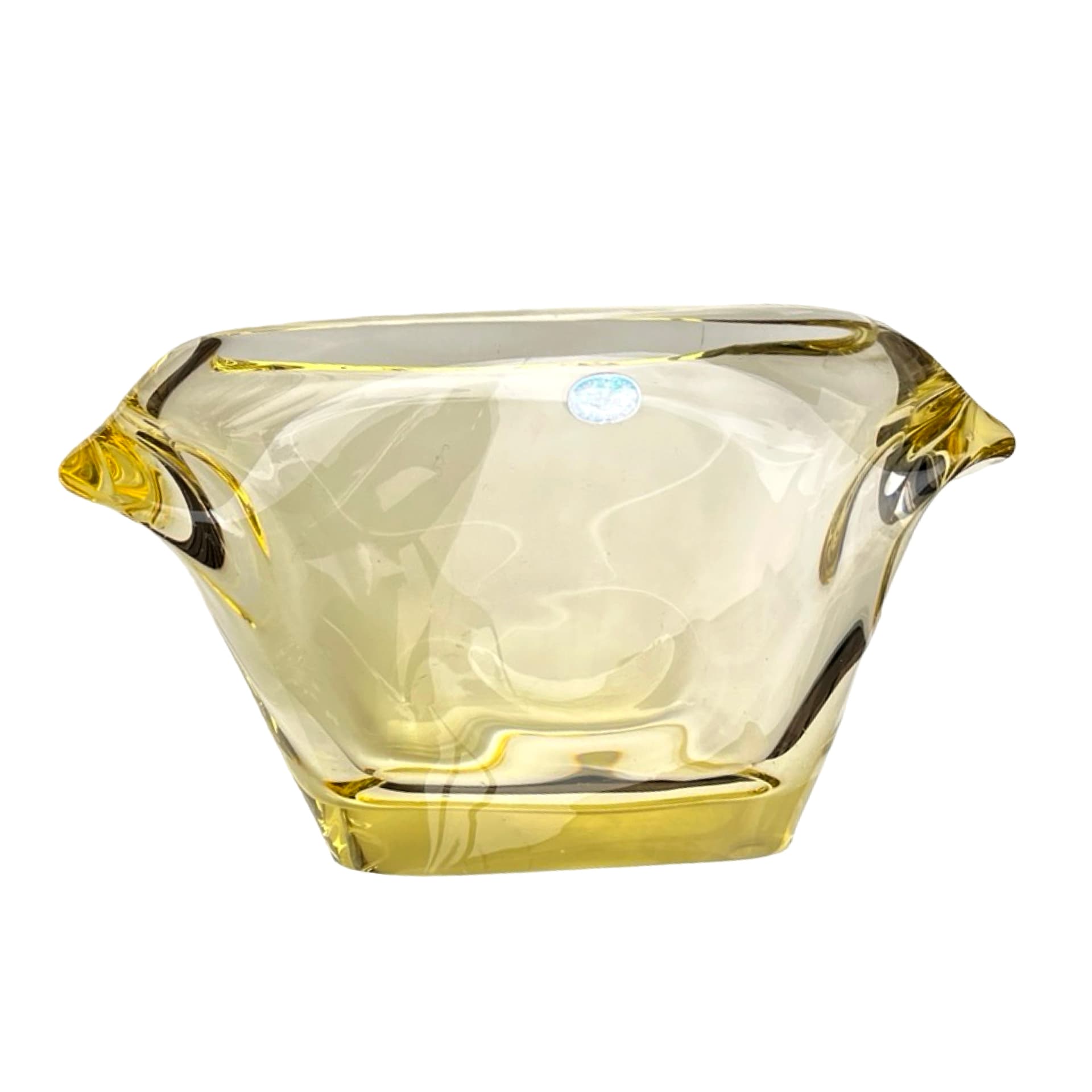 Vase, yellow glass, by M. Klinger, Železný Brod Sklo, Czechoslovakia, 1960s. - 172039