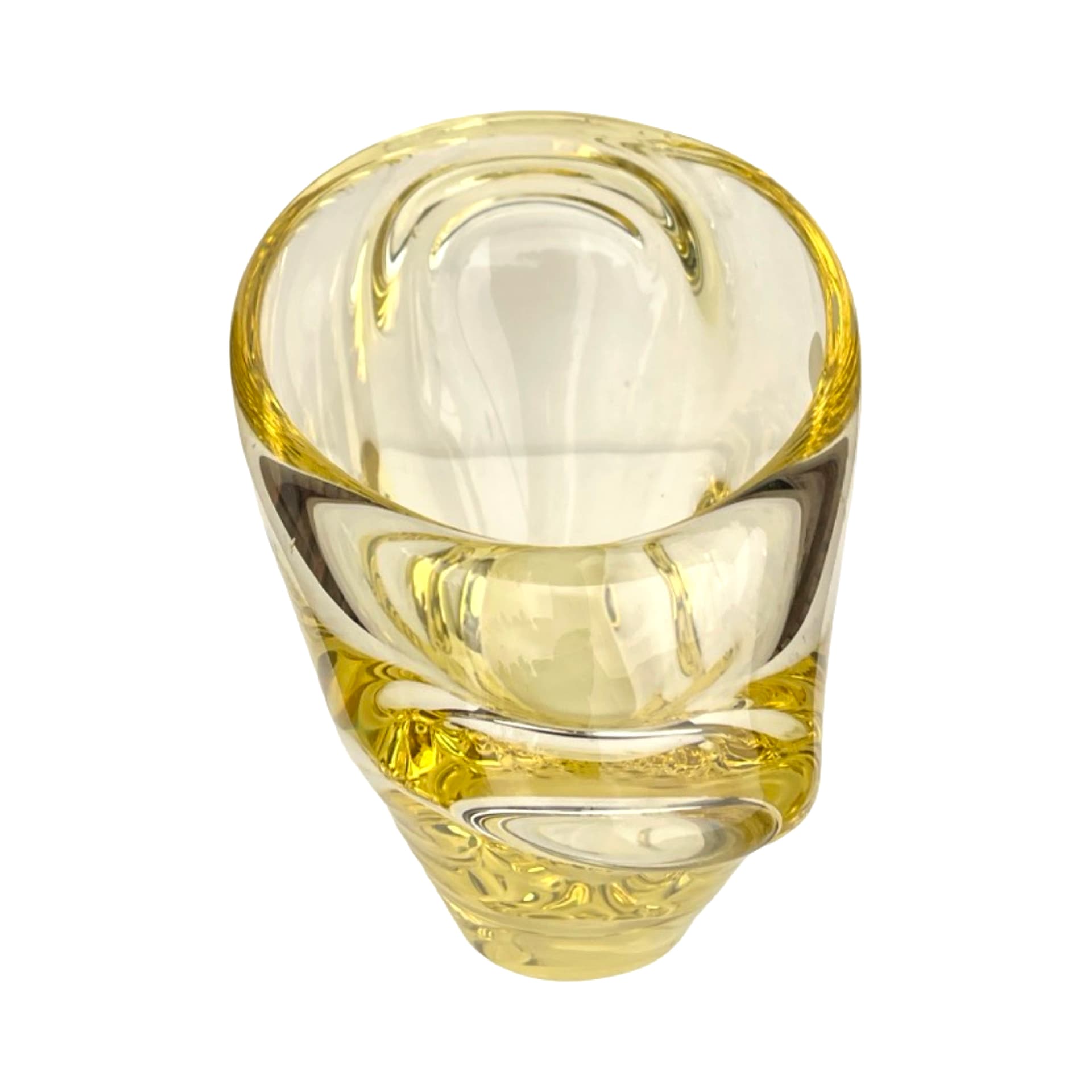 Vase, yellow glass, by M. Klinger, Železný Brod Sklo, Czechoslovakia, 1960s. - 172037