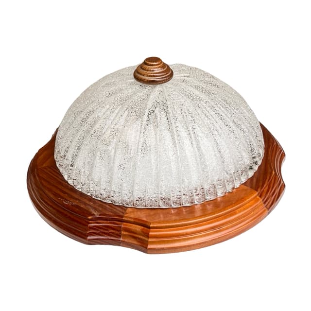 Włoski plafon z lat 70. | szkło lodowe i drewno | Mid Century Modern - WYMIARY