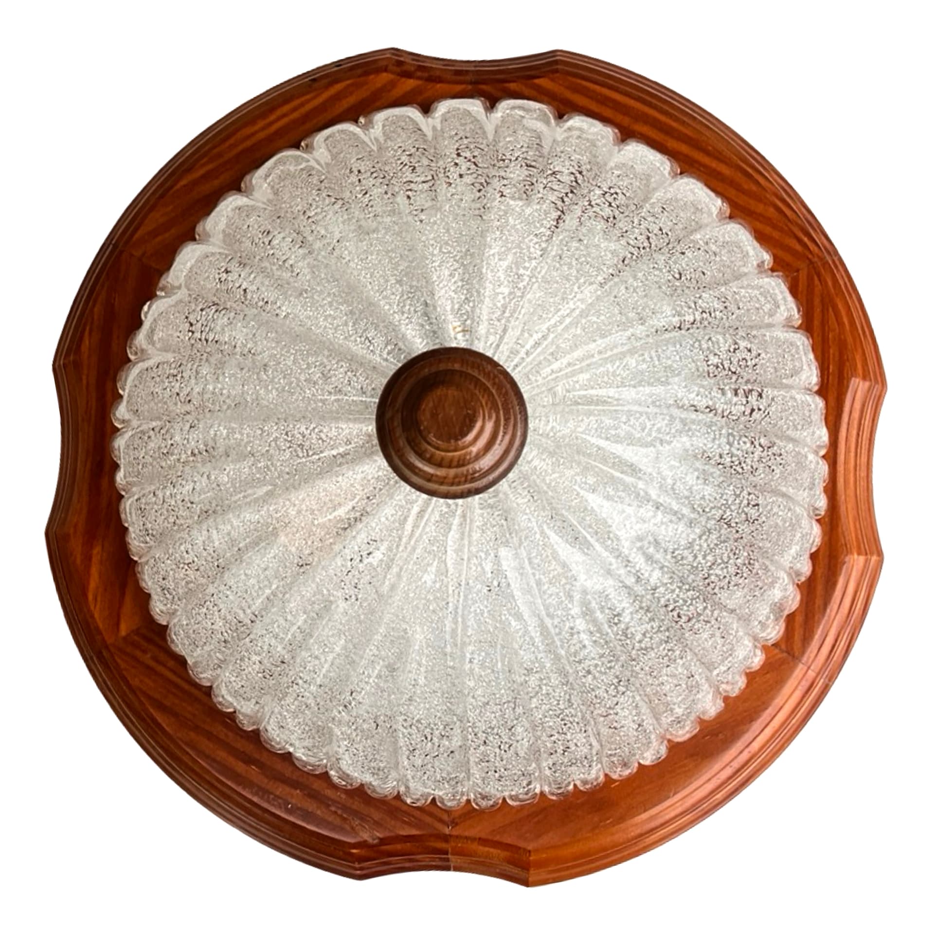 Włoski plafon z lat 70. | szkło lodowe i drewno | Mid Century Modern - 172065