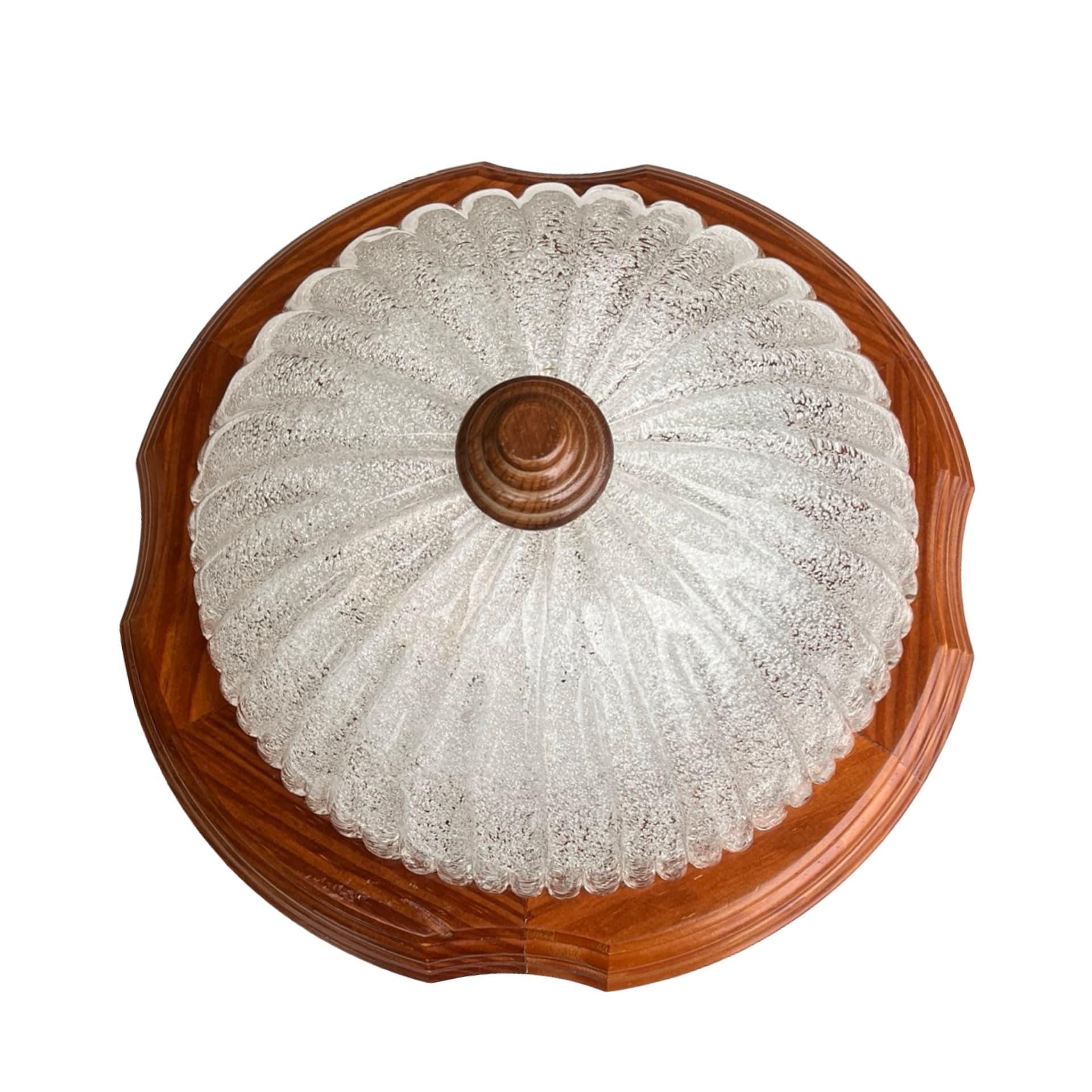 Włoski plafon z lat 70. | szkło lodowe i drewno | Mid Century Modern - 172059