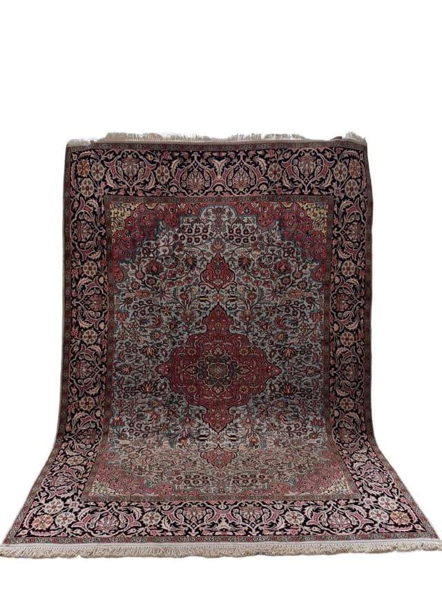 Rug Ghoum, silver, silk, India - DIMENSION