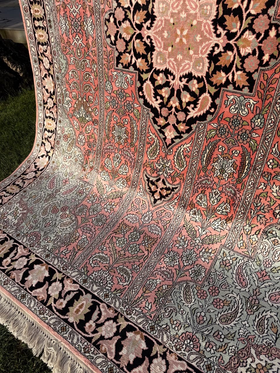 Rug Ghoum/Qom, red silk, India - 172211