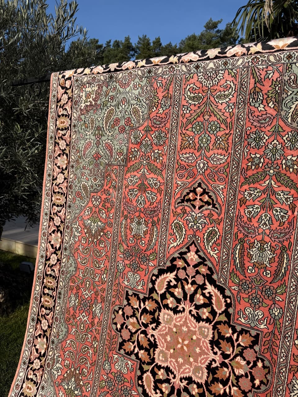 Rug Ghoum/Qom, red silk, India - 172203